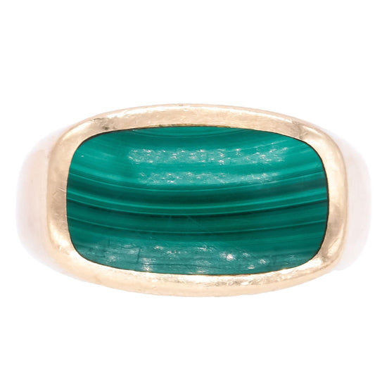 14k Yellow Gold Jewelry Malachite Men's Pinky Ring size 8.5