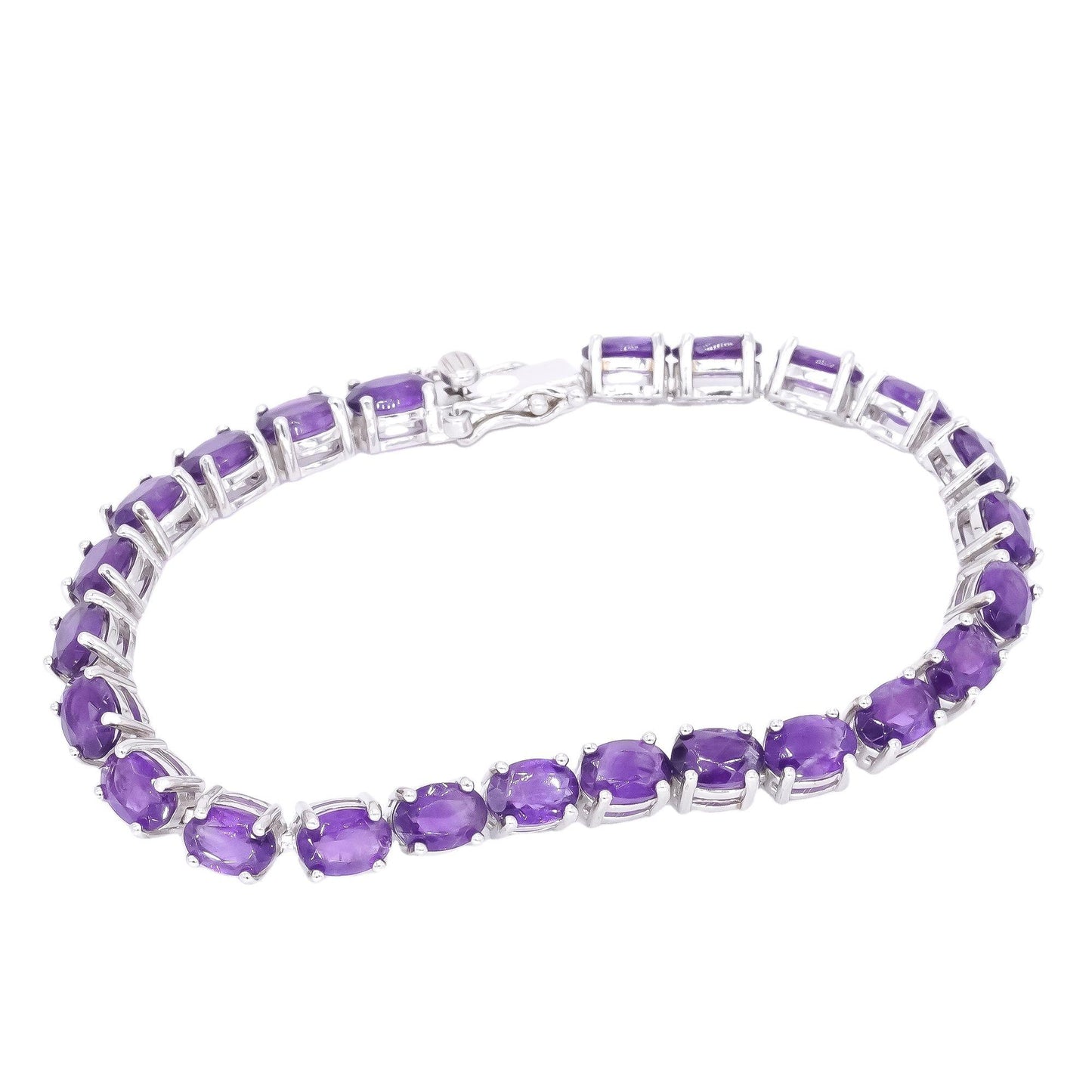 Sterling Silver Jewelry 14.0CT Amethyst Oval Cut Tennis Bracelet