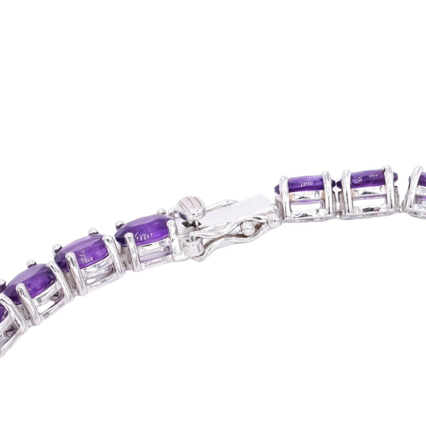 Sterling Silver Jewelry 14.0CT Amethyst Oval Cut Tennis Bracelet