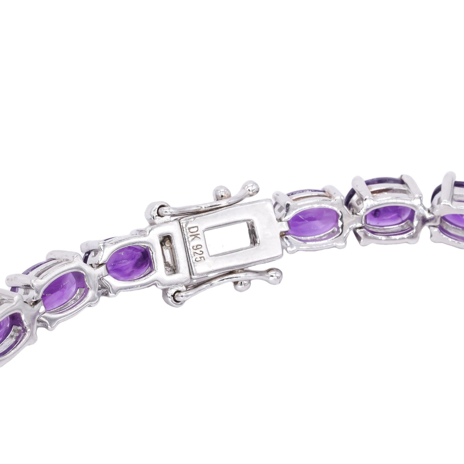 Sterling Silver Jewelry 14.0CT Amethyst Oval Cut Tennis Bracelet