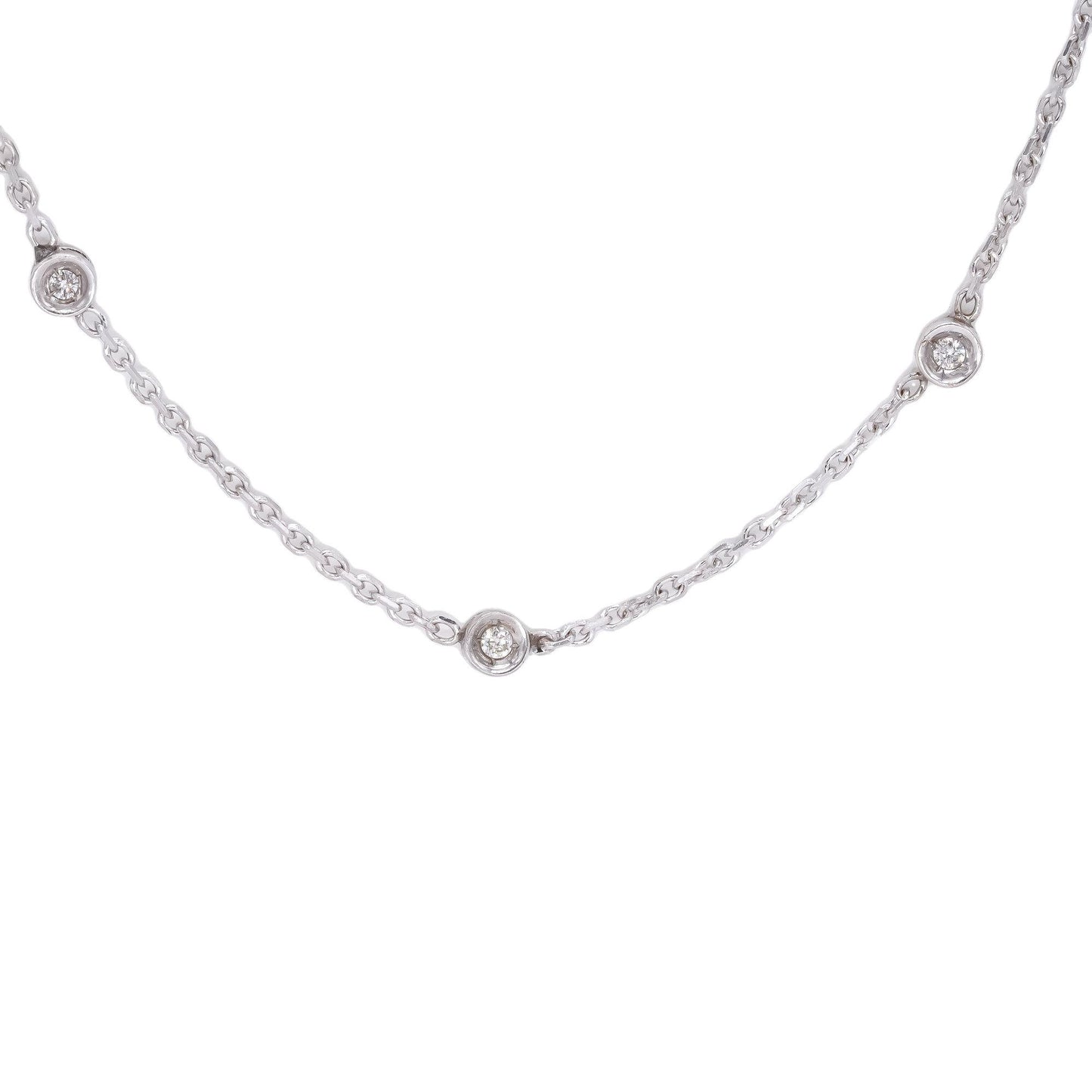 14k White Gold Jewelry 0.33CT Diamond By The Yard Chain Necklace