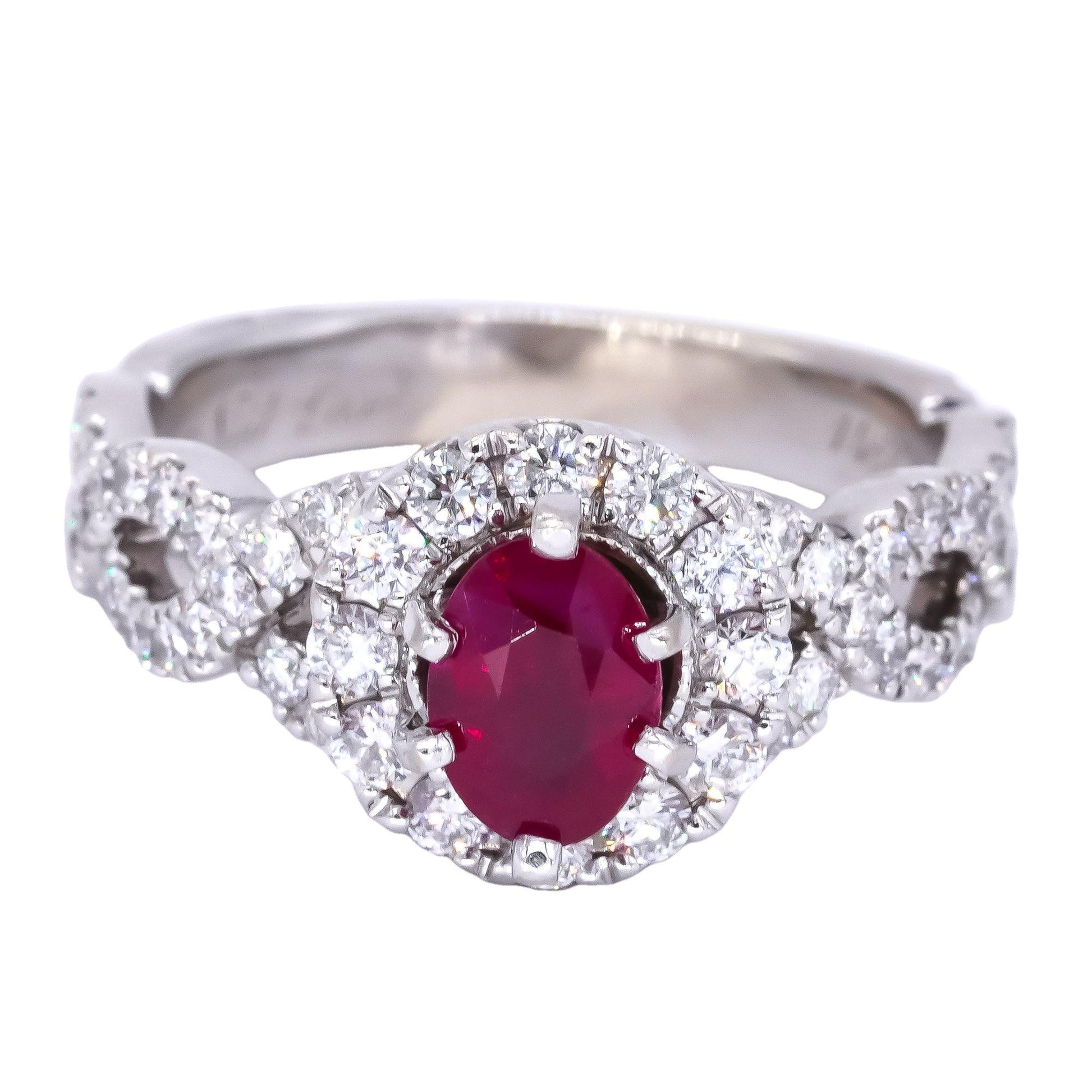 Neil Lane 14k White Gold 1.9ct VS Diamond + Ruby Braided Bridal Ring Size 7