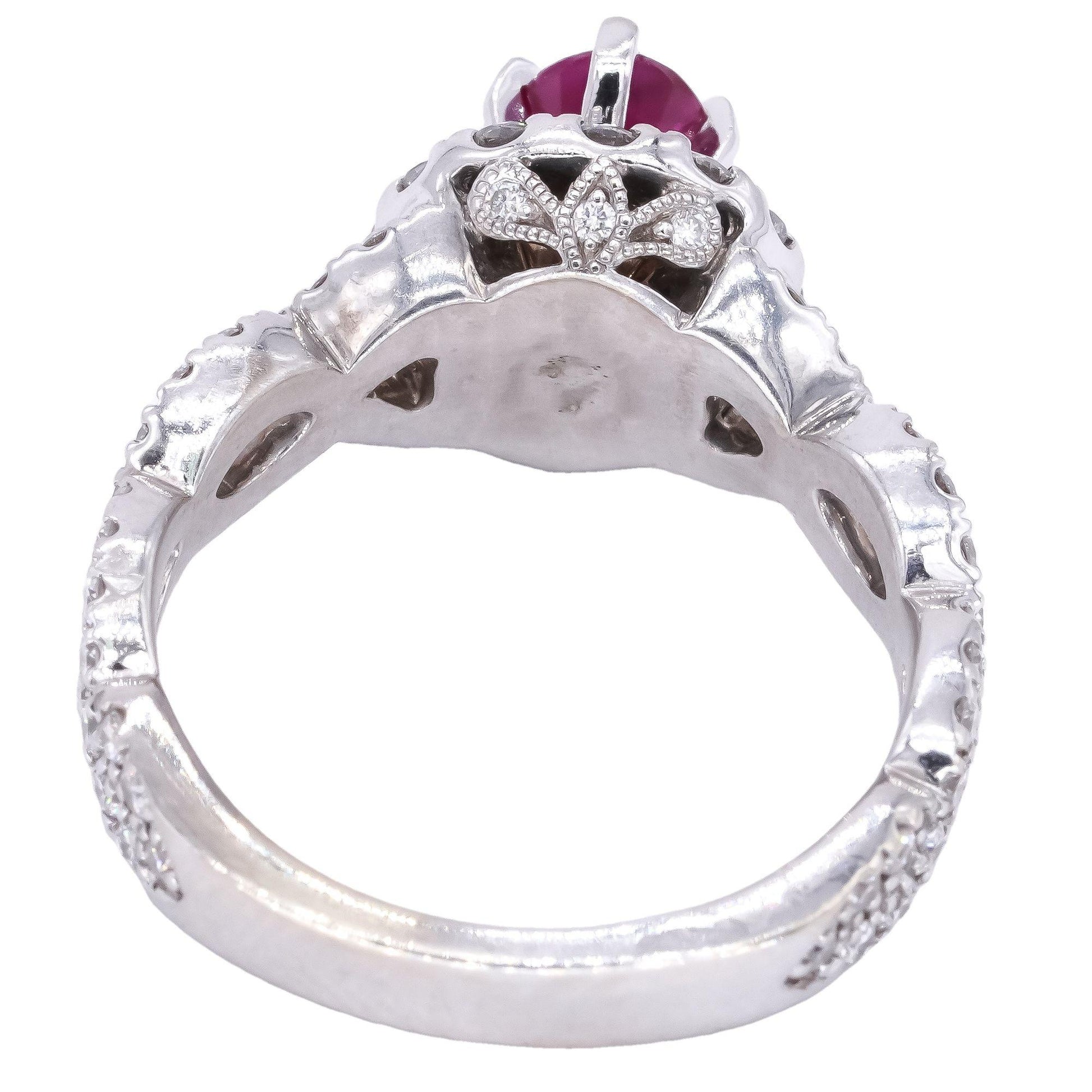 Neil Lane 14k White Gold 1.9ct VS Diamond + Ruby Braided Bridal Ring Size 7