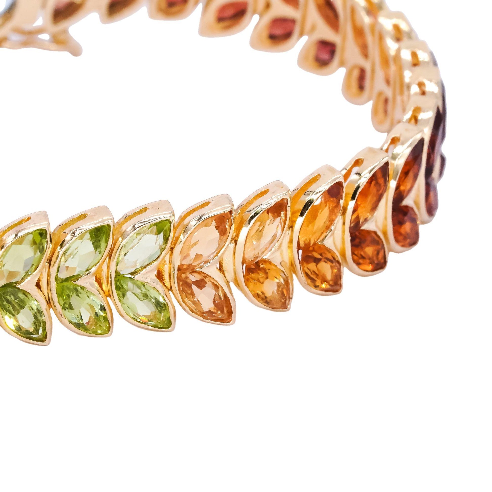 18k Yellow Gold Jewelry 11.0CT Assorted Rainbow Gemstones Bracelet