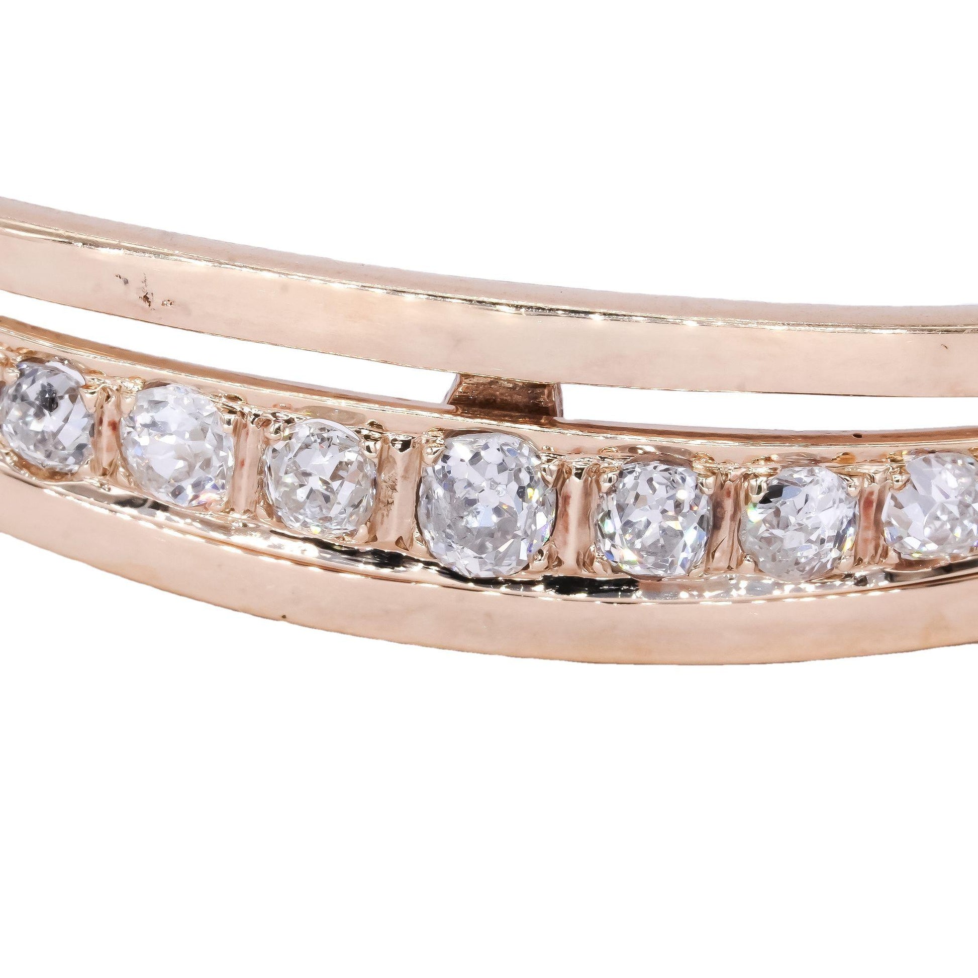 14k Yellow Gold Vintage Antique 2.0CT VS Diamond Bangle Bracelet