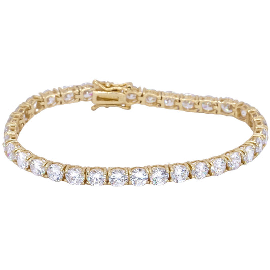 Sterling Silver Gold Plated 25.0CT Cubic Zirconia Tennis Bracelet