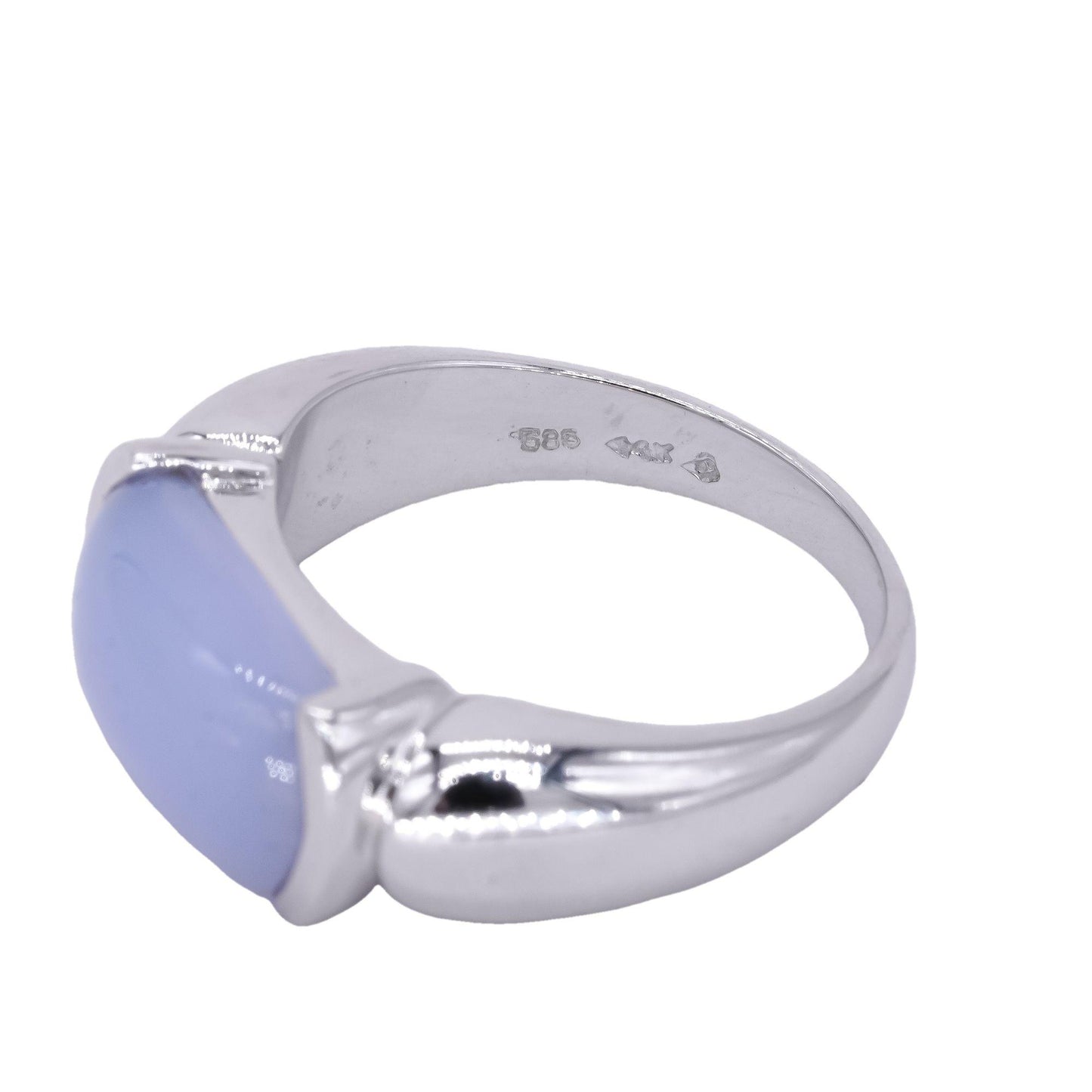 14k White Gold Jewelry 2.20CT Lavender Jade Solitaire Ring size 7.5