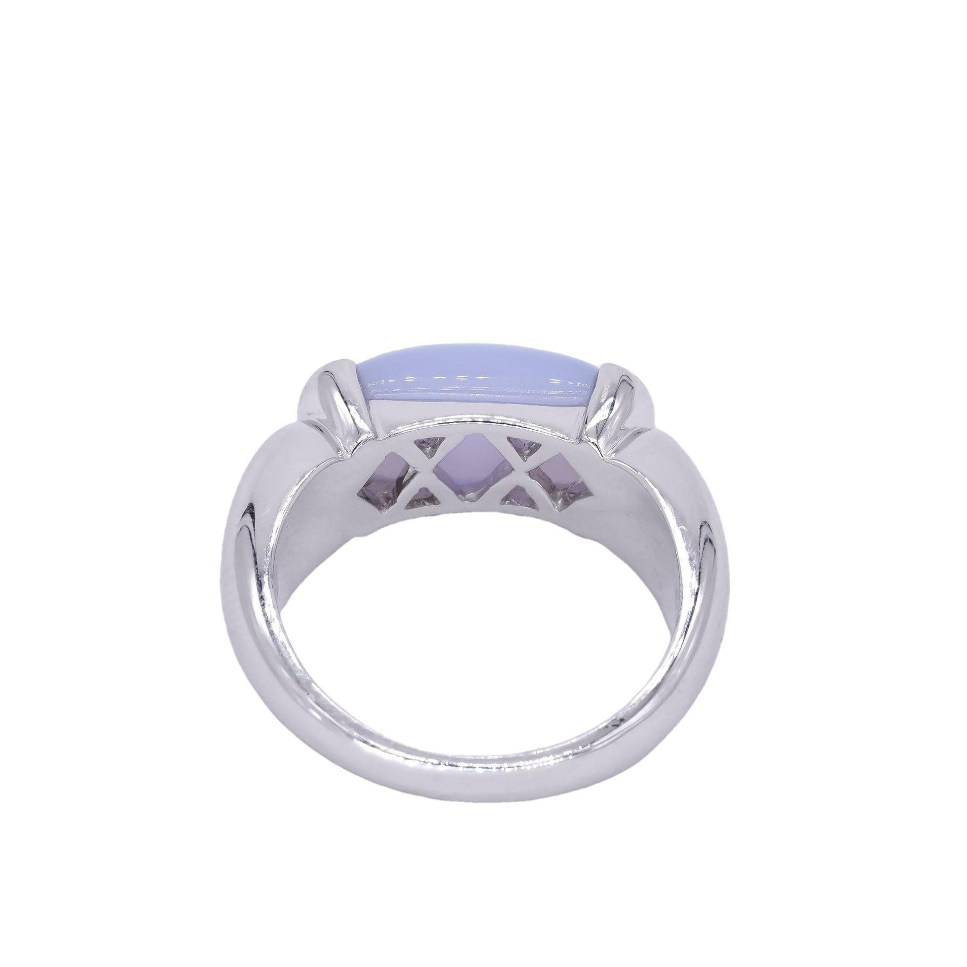 14k White Gold Jewelry 2.20CT Lavender Jade Solitaire Ring size 7.5