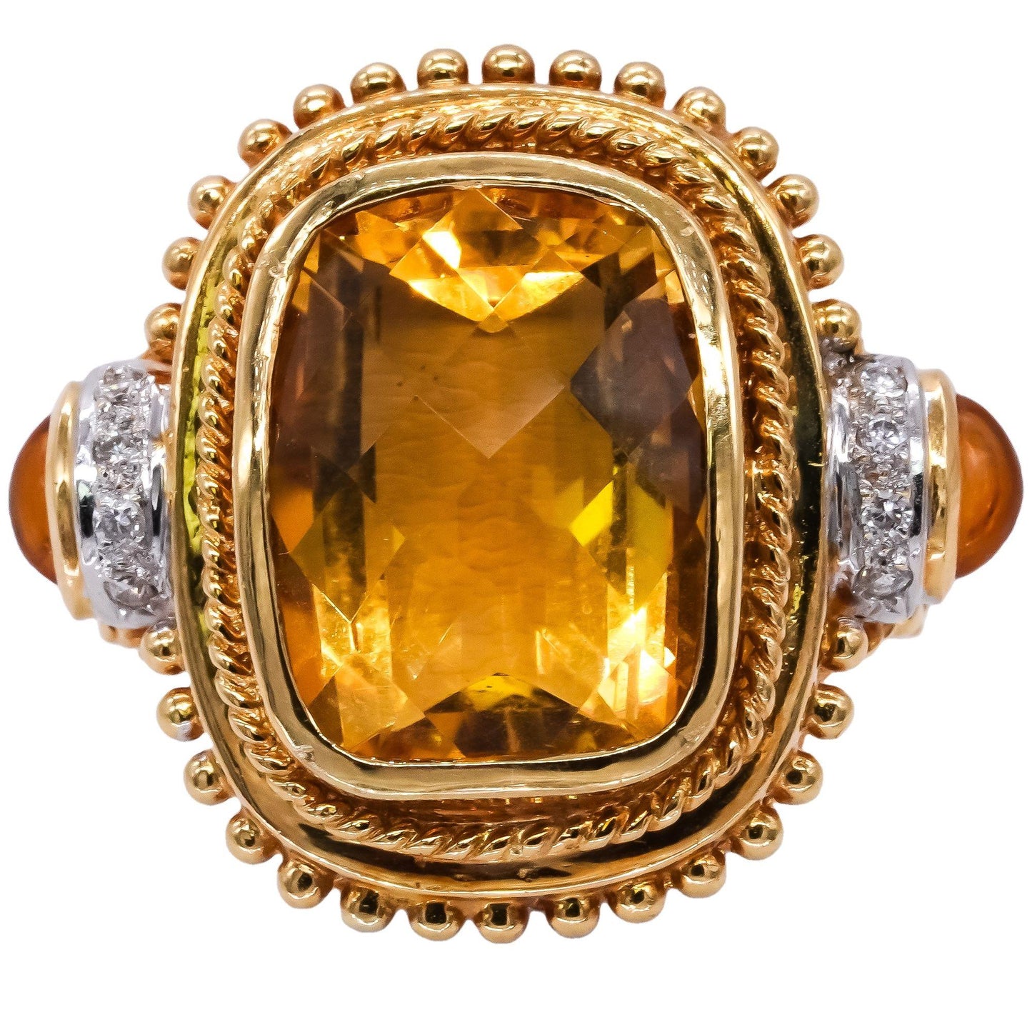 18k Yellow Gold Jewelry 7.08CT Diamond & Citrine Jumbo Ring size 5