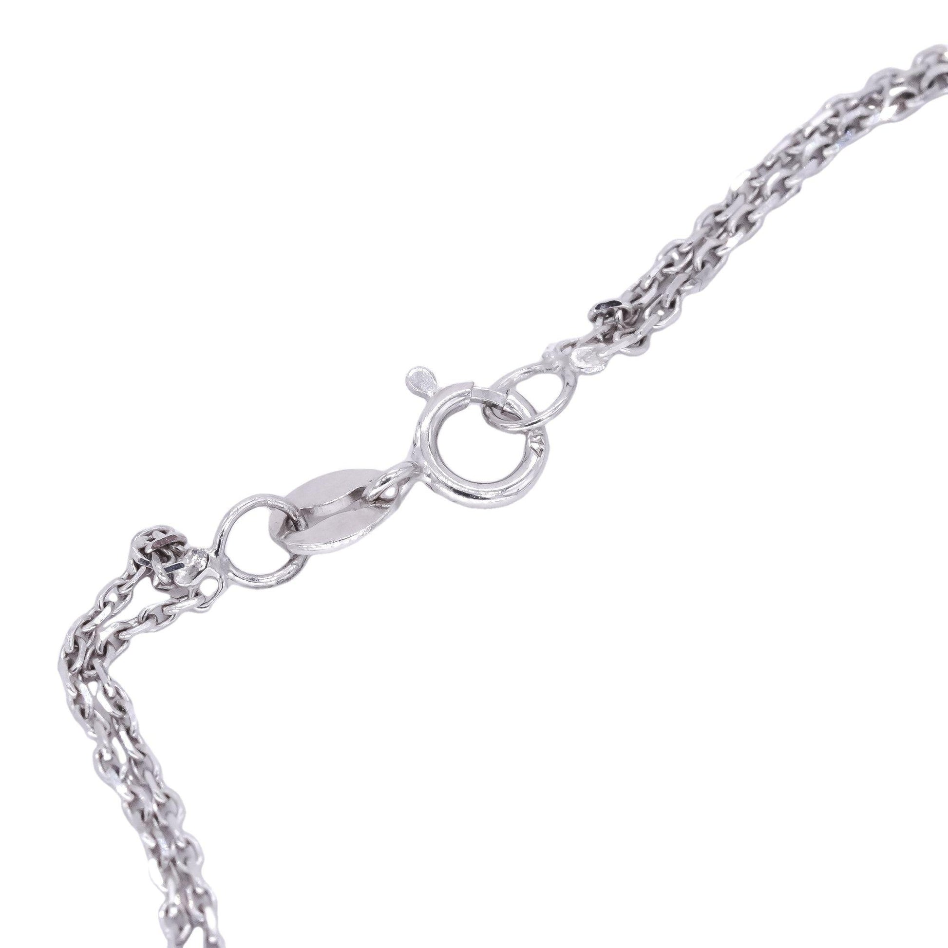 14k White Gold Jewelry 0.47CT Diamond Cluster Double Chain Bracelet