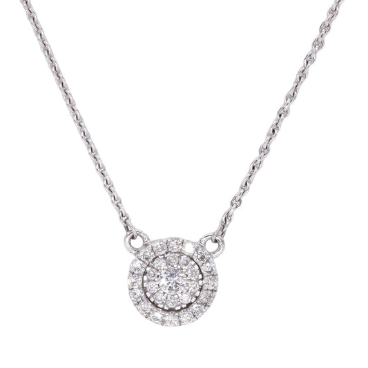 14k White Gold Jewelry 0.25CT Diamond Cluster Pendant Necklace