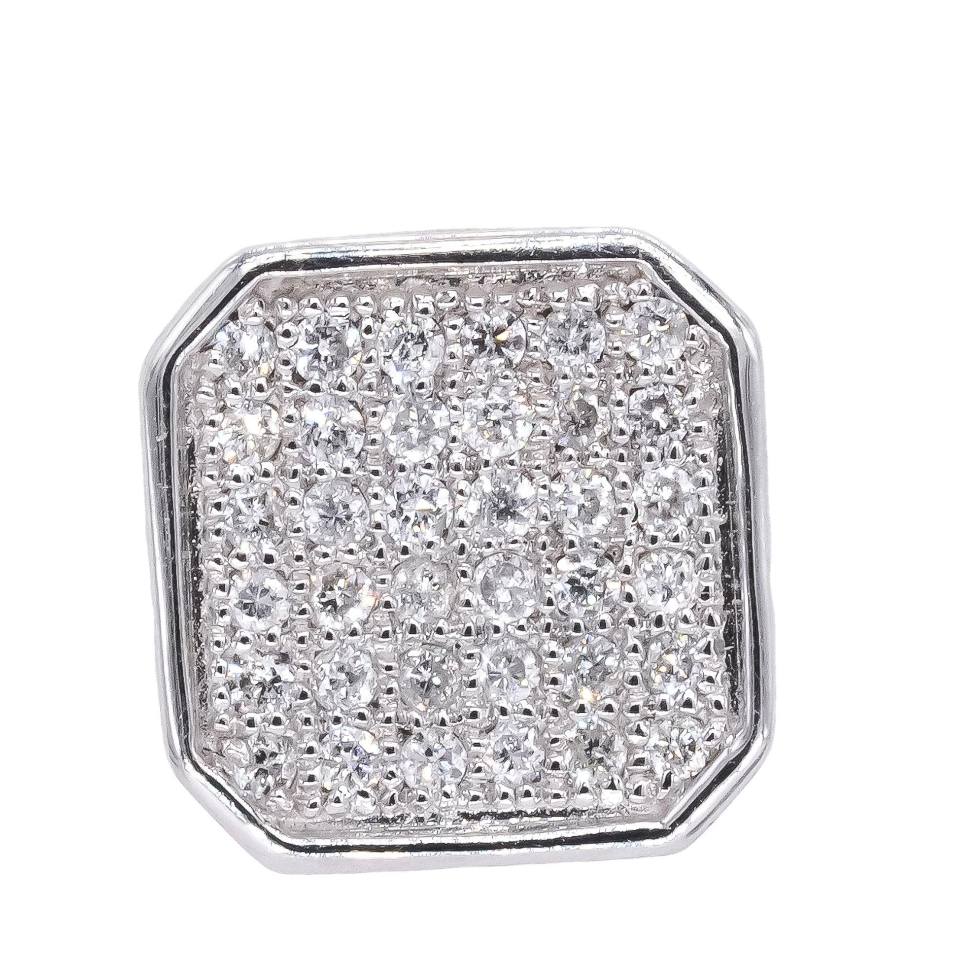 18k White Gold 0.29CT Diamond Pave Square Shaped Stud Earrings