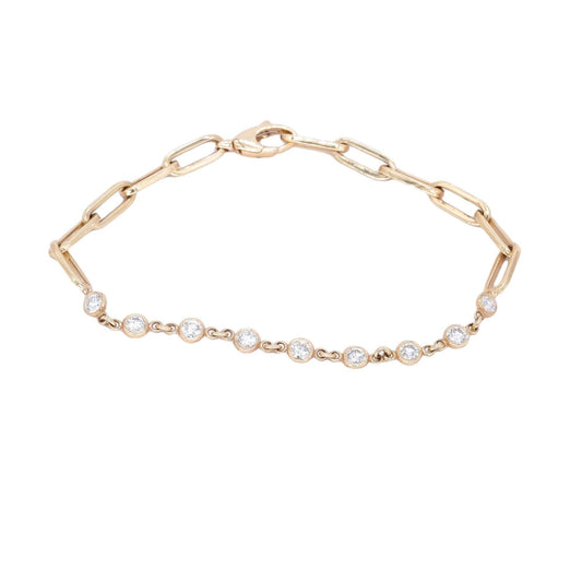 14k Rose Gold Jewelry 1.03CT Diamond Paperclip Chain Bracelet