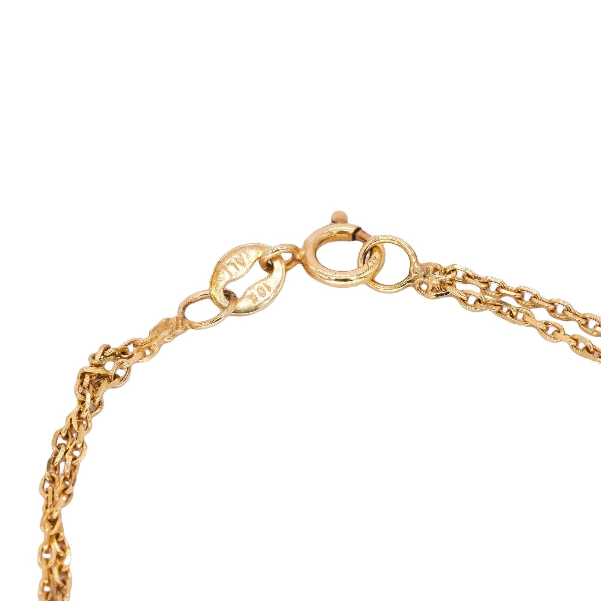 14k Yellow Gold 0.47CT Diamond Square Setting Double Chain Bracelet