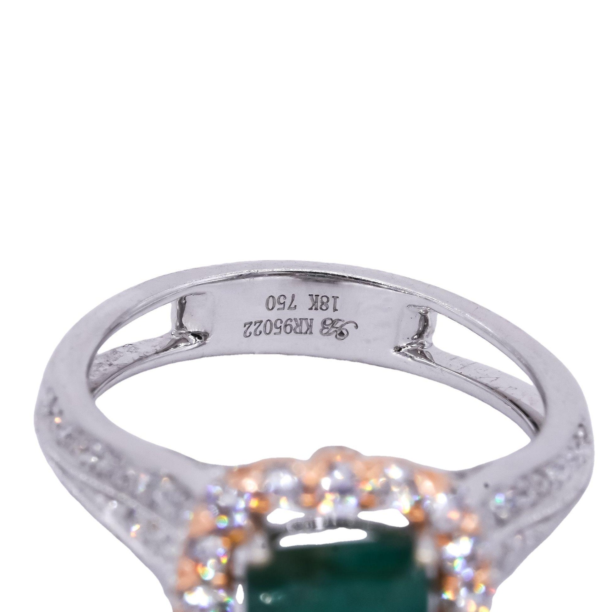 18k White & Yellow Gold Jewelry 2.32CT Diamond & Emerald Pave Ring size 7