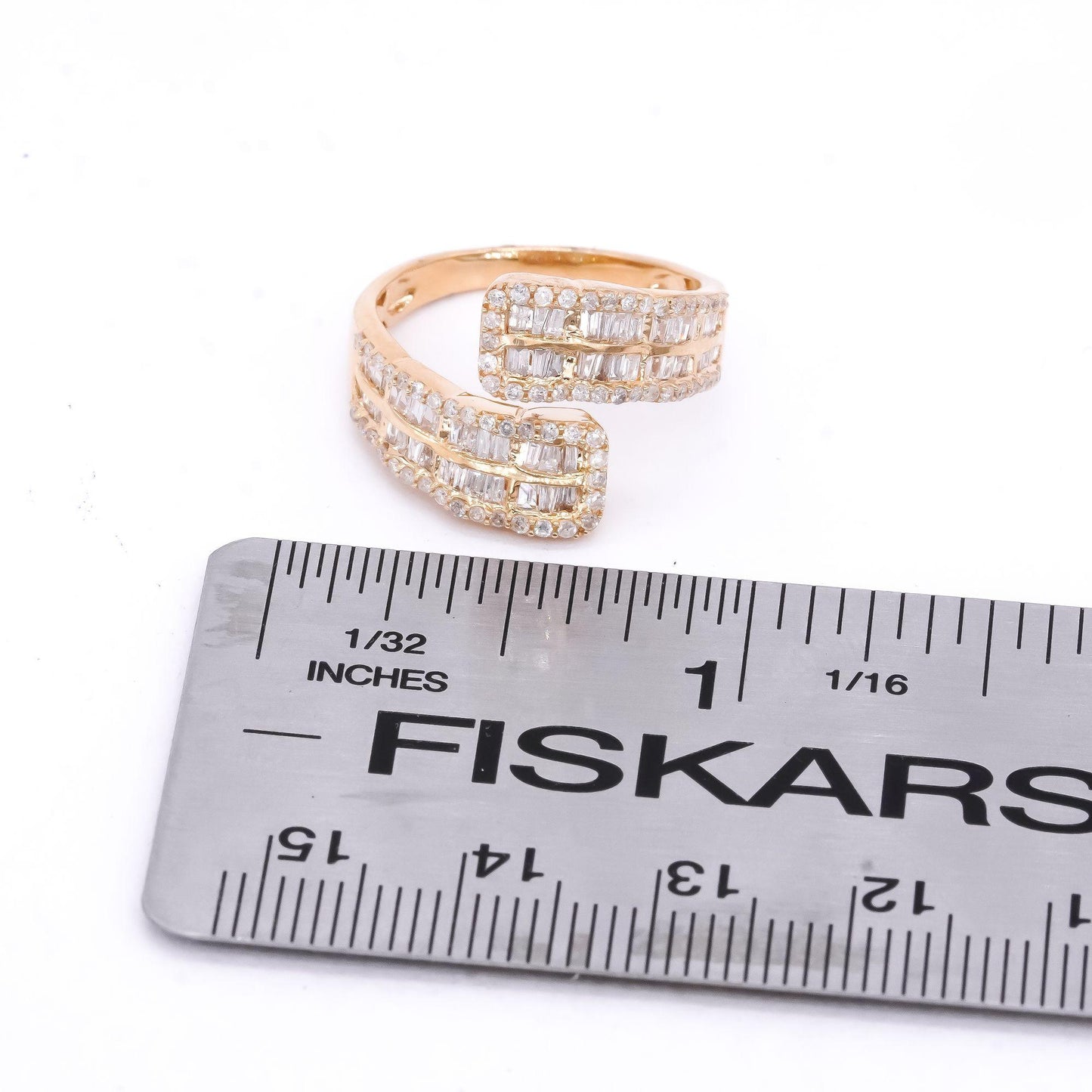 14k Yellow Gold Jewelry 0.80CT Diamond By Pass Band Ring size 7.5