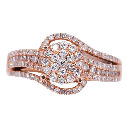 14k Rose Gold 0.77CT Diamond Pave Cluster Cocktail Ring size 7.25