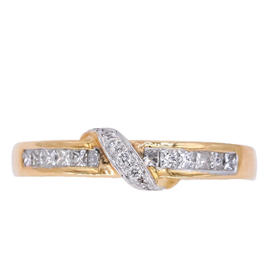 18k White and Yellow Gold 0.34CT Diamond Wedding Band Ring size 7.5