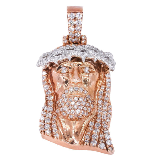 14k Rose Gold 1.06CT Diamond Jesus Christ Head Charm Pendant