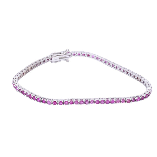 14k White Gold Jewelry 4.50CT Ruby Tennis Dinner Bracelet