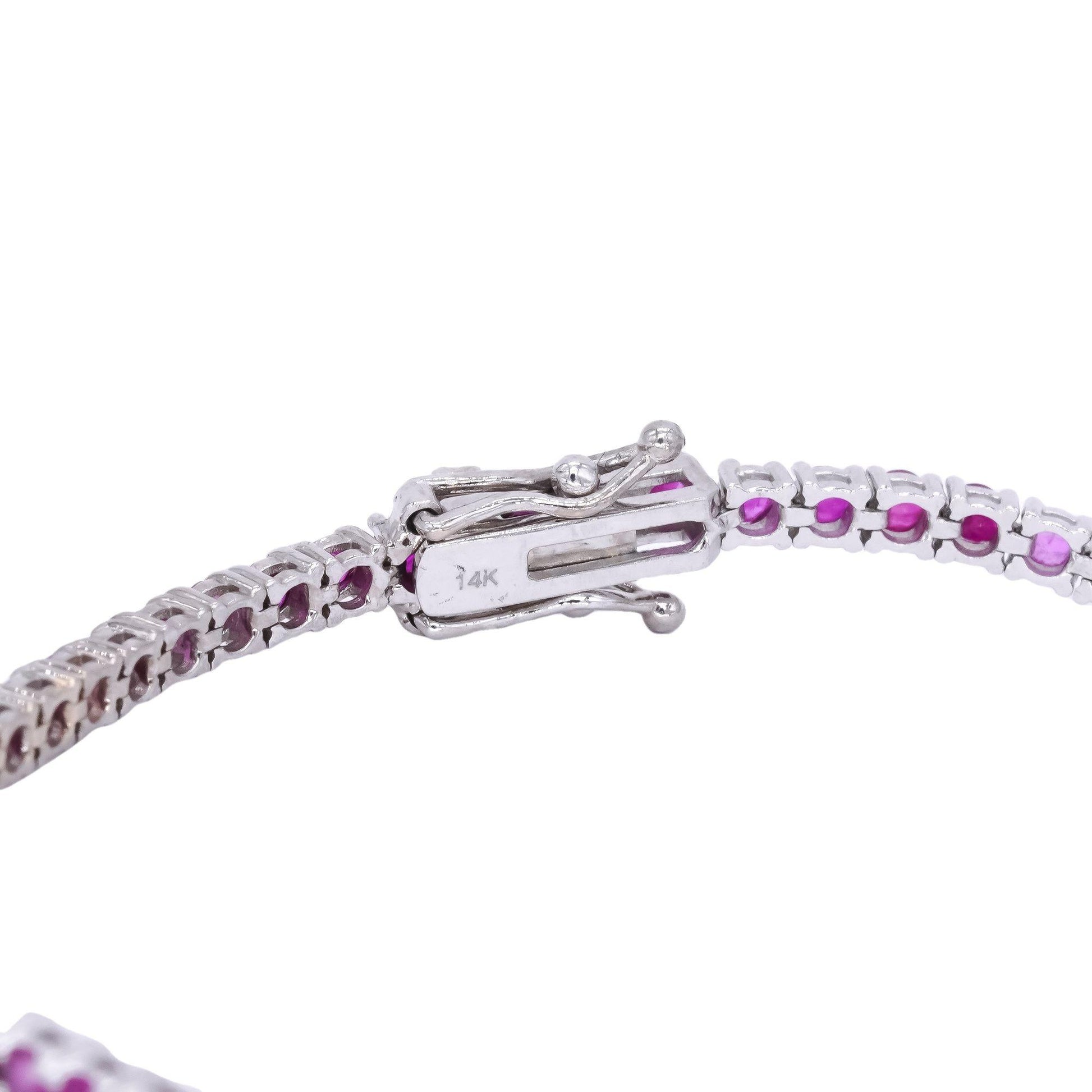 14k White Gold Jewelry 4.50CT Ruby Tennis Dinner Bracelet