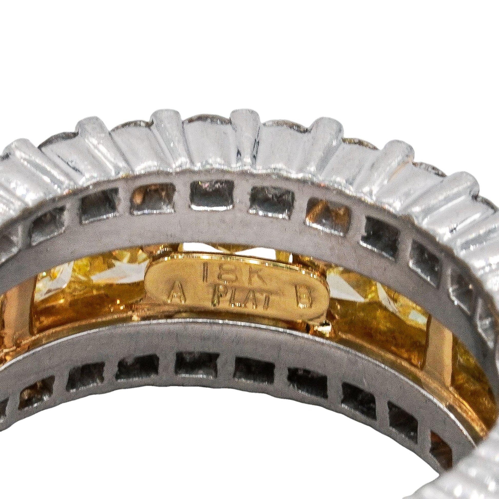 Platinum & 18k Gold 7.50CT VS Yellow & White Diamond Eternity Ring size 5.5