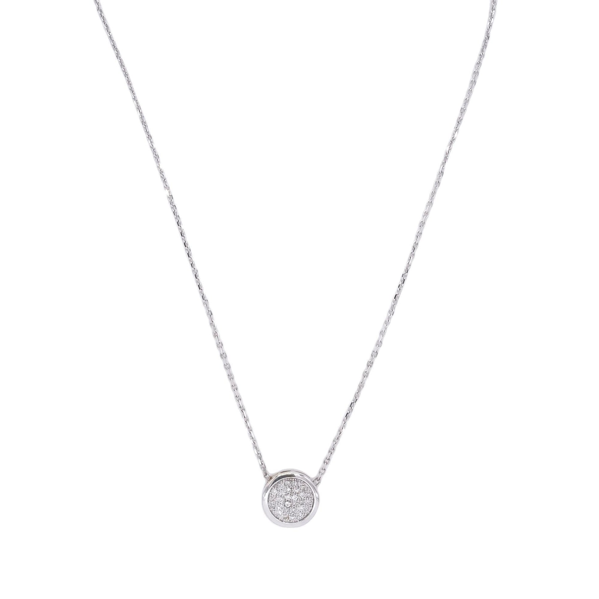 14k White Gold Jewelry 0.15CT Diamond Round Cluster Pendant Necklace