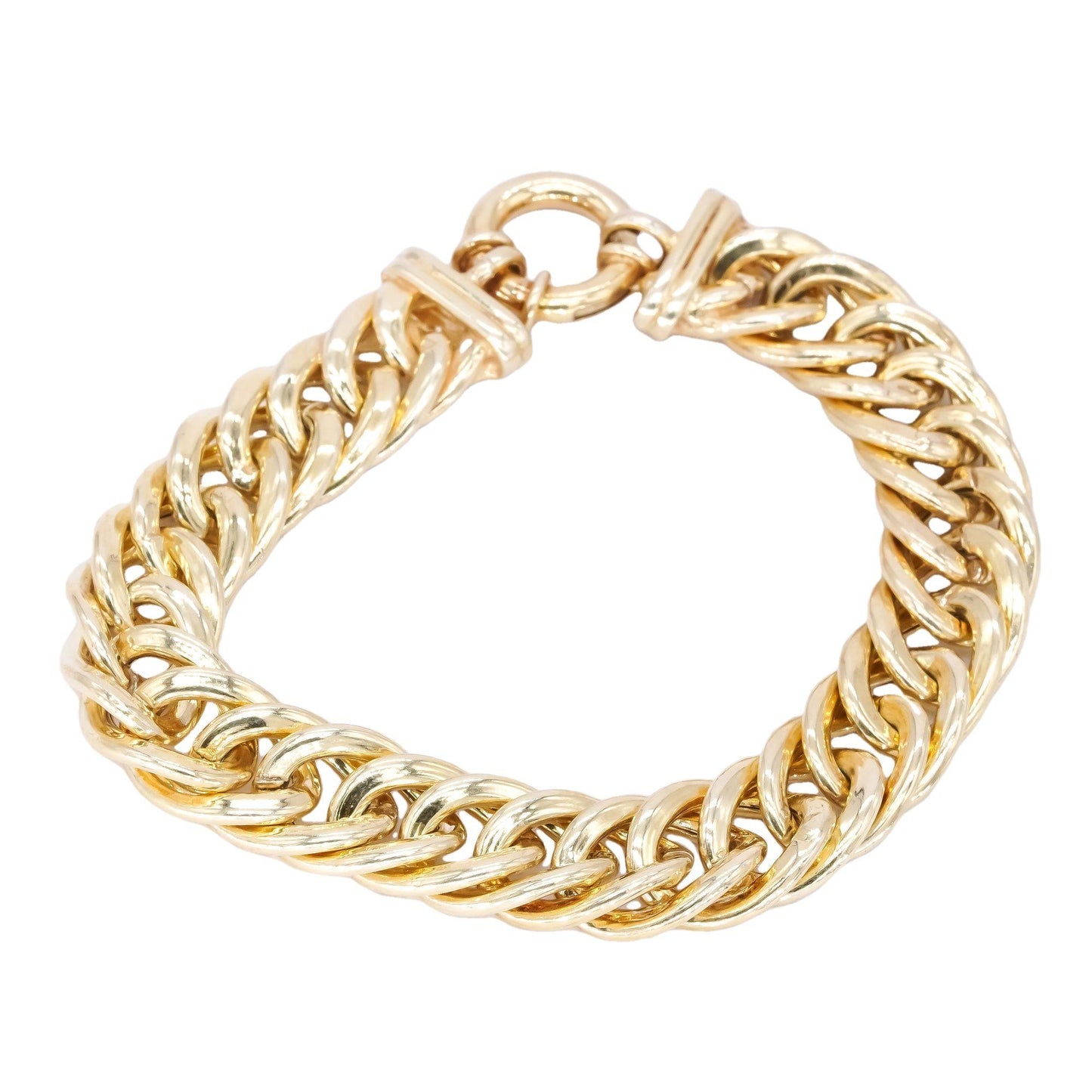 Sterling Silver Yellow Gold Plated Fancy Cuban Link Bracelet