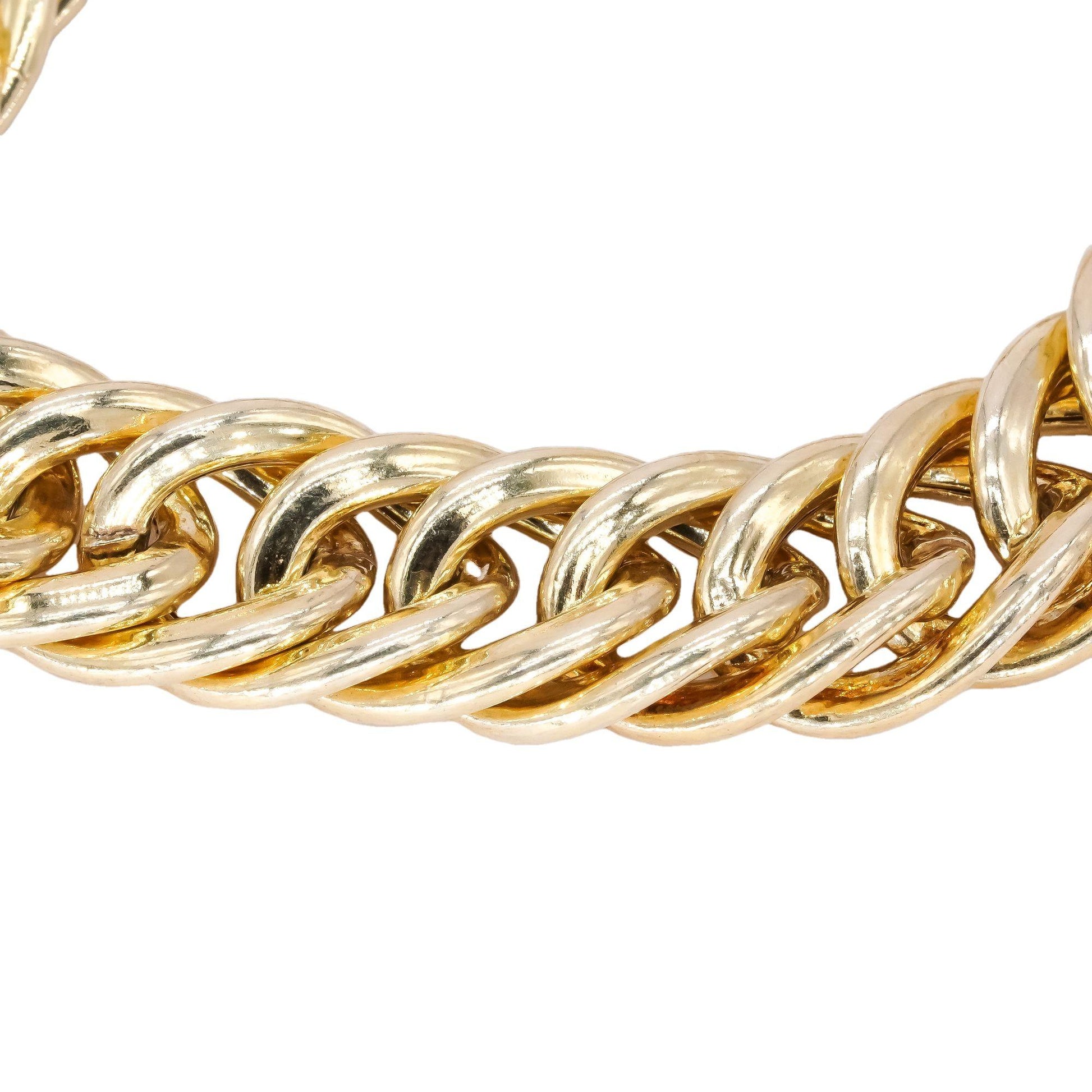 Sterling Silver Yellow Gold Plated Fancy Cuban Link Bracelet