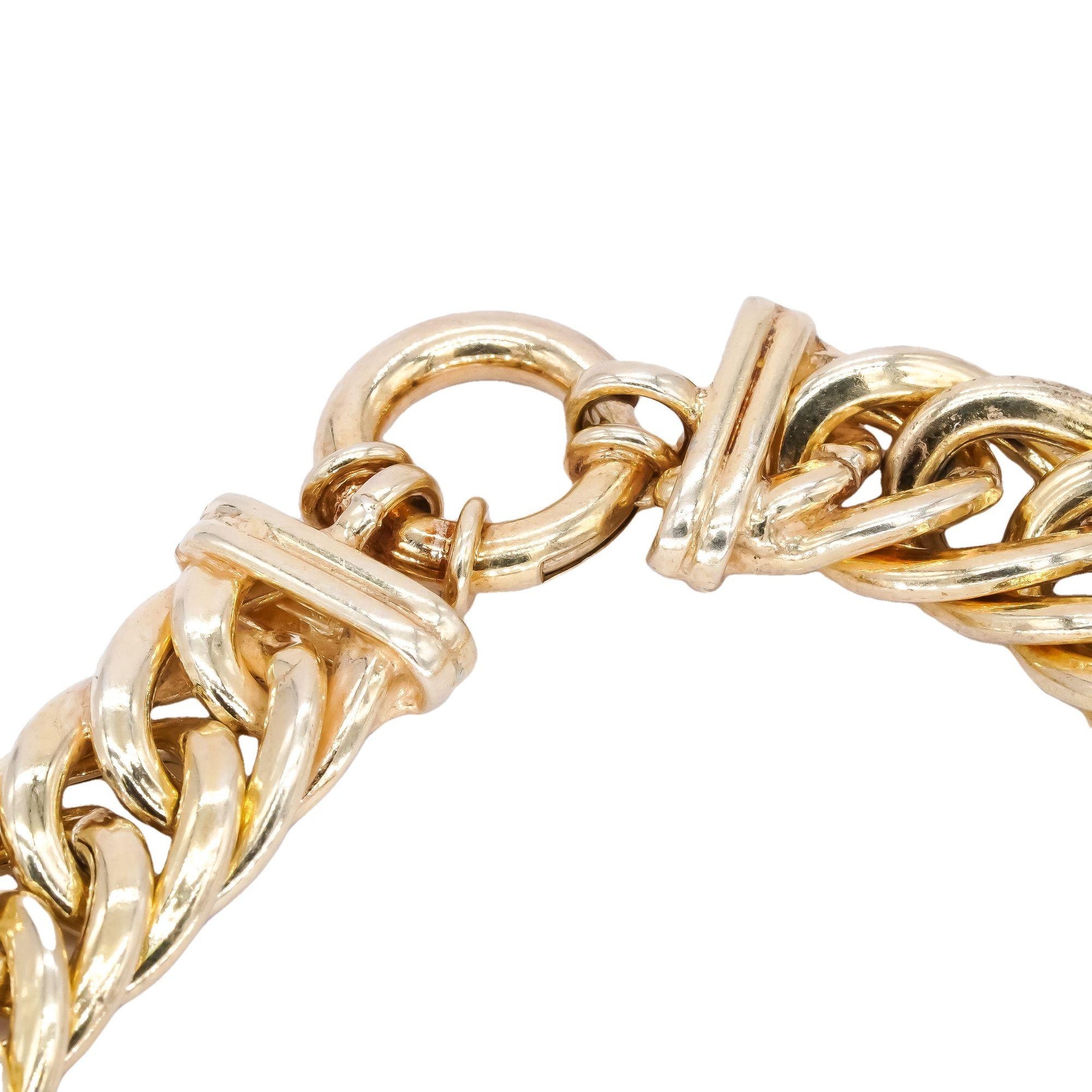 Sterling Silver Yellow Gold Plated Fancy Cuban Link Bracelet