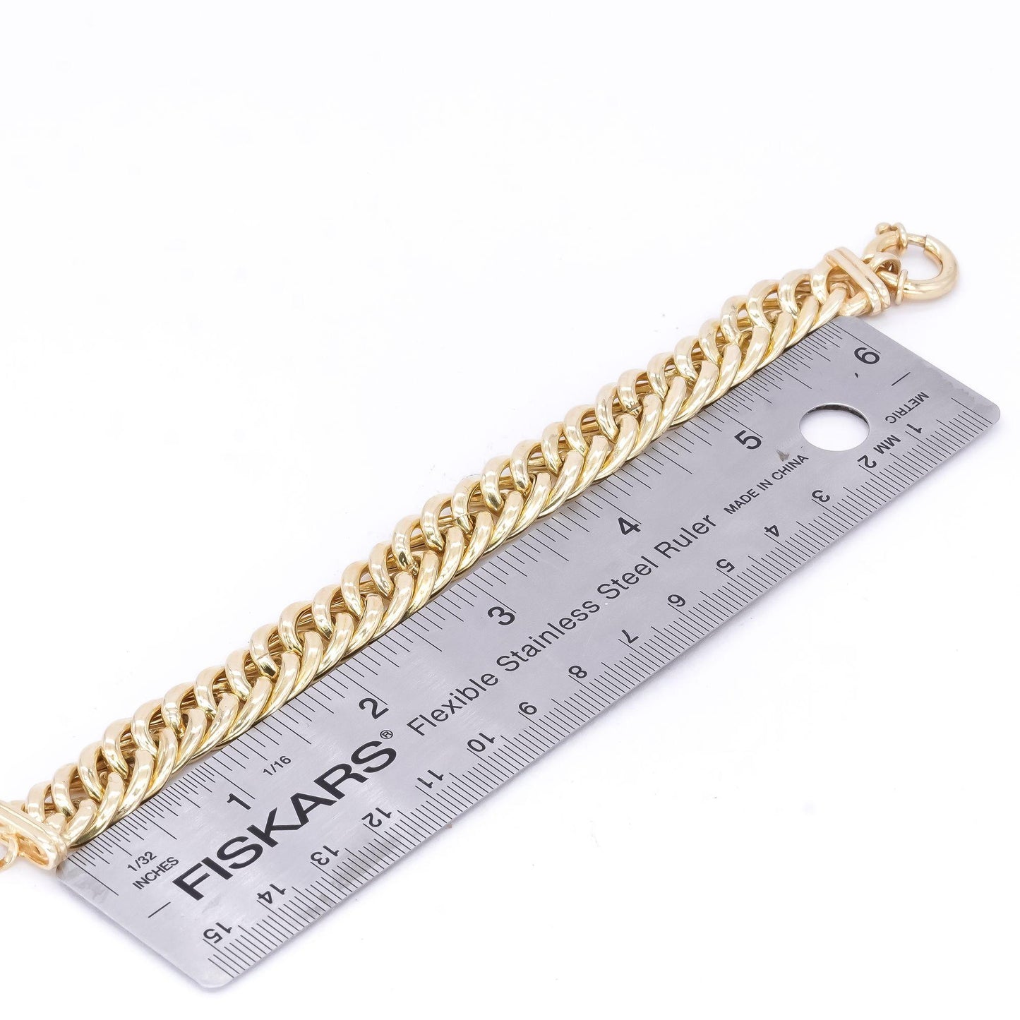 Sterling Silver Yellow Gold Plated Fancy Cuban Link Bracelet