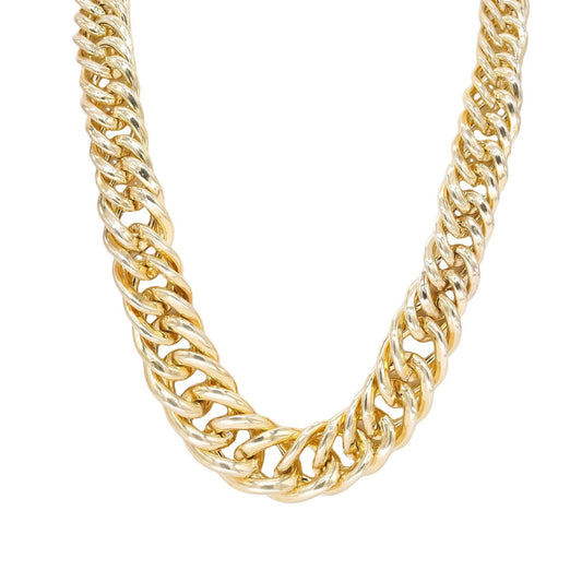 Sterling Silver Gold Plated Fancy Tapering Cuban Link Necklace