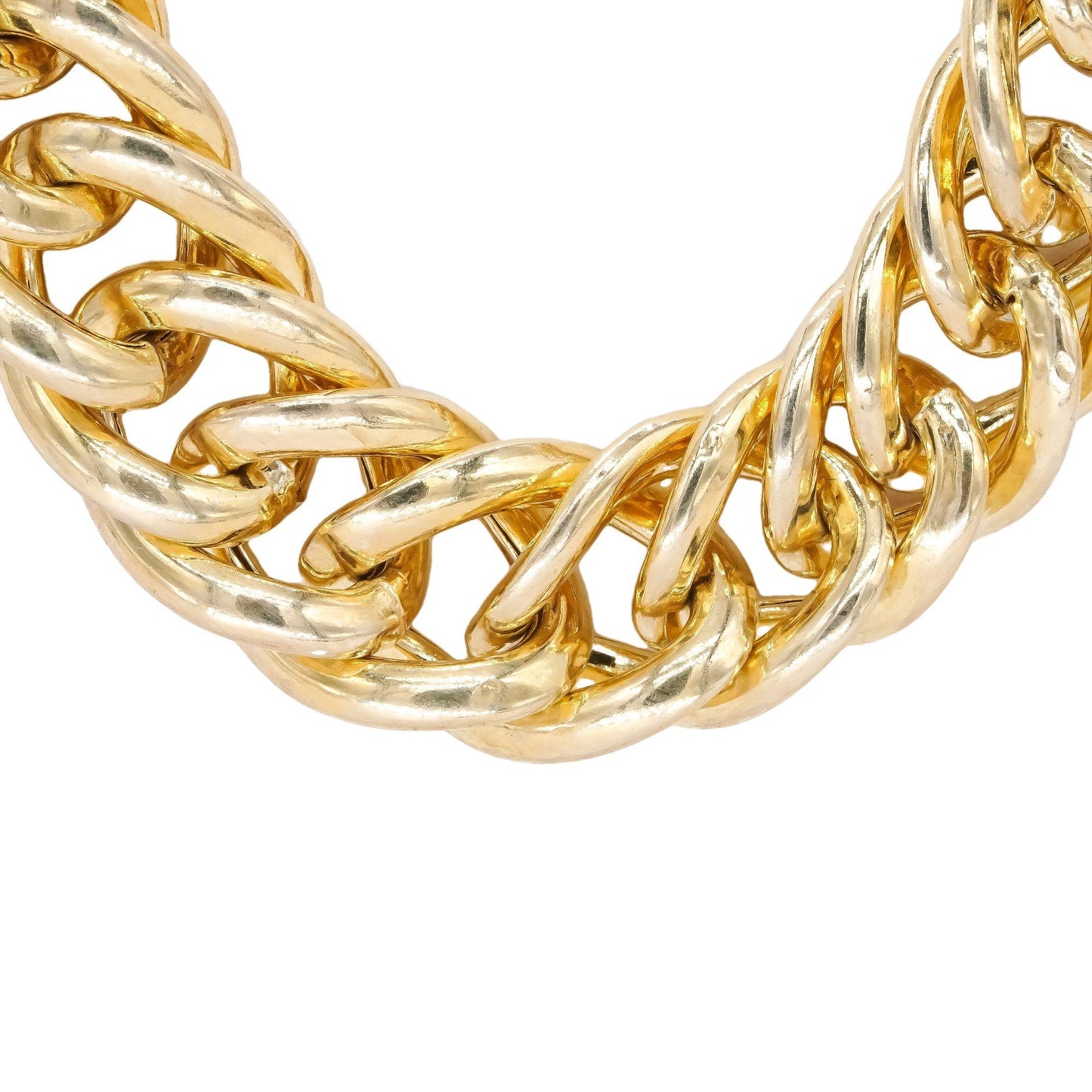 Sterling Silver Gold Plated Fancy Tapering Cuban Link Necklace