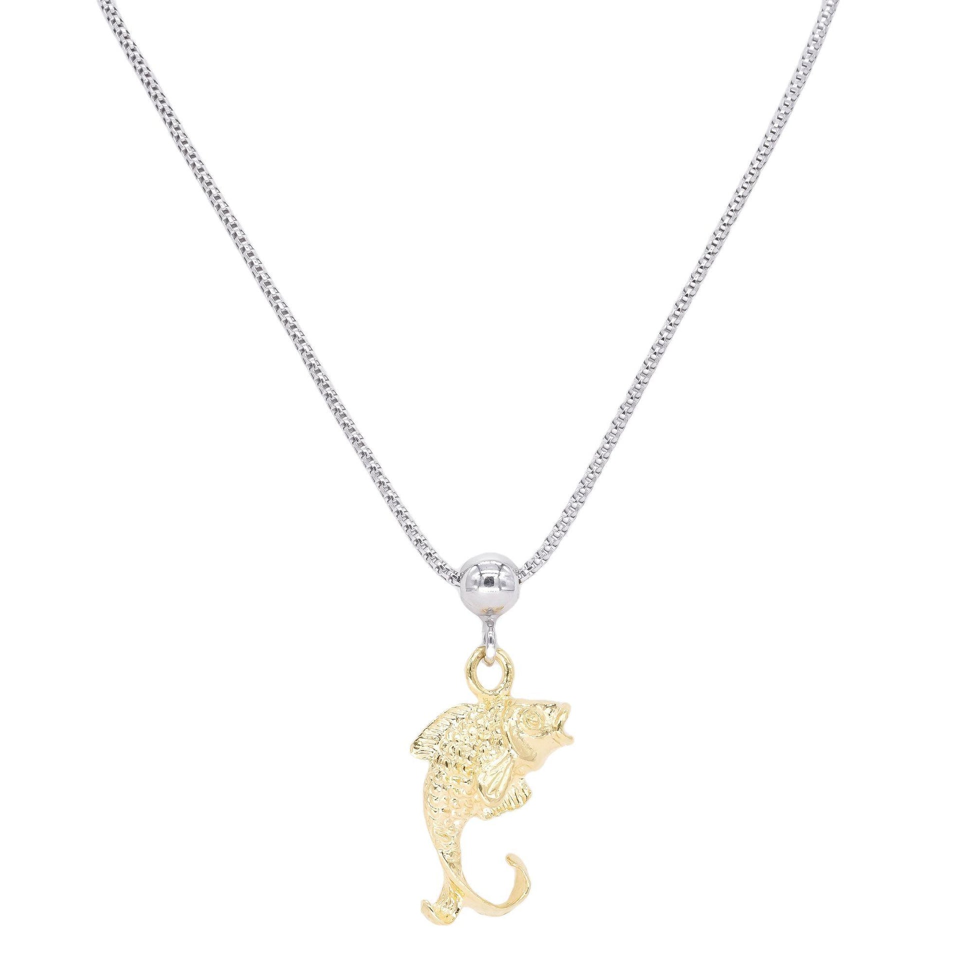 Sterling Silver Gold Plated Jewelry Fish Pendant Necklace