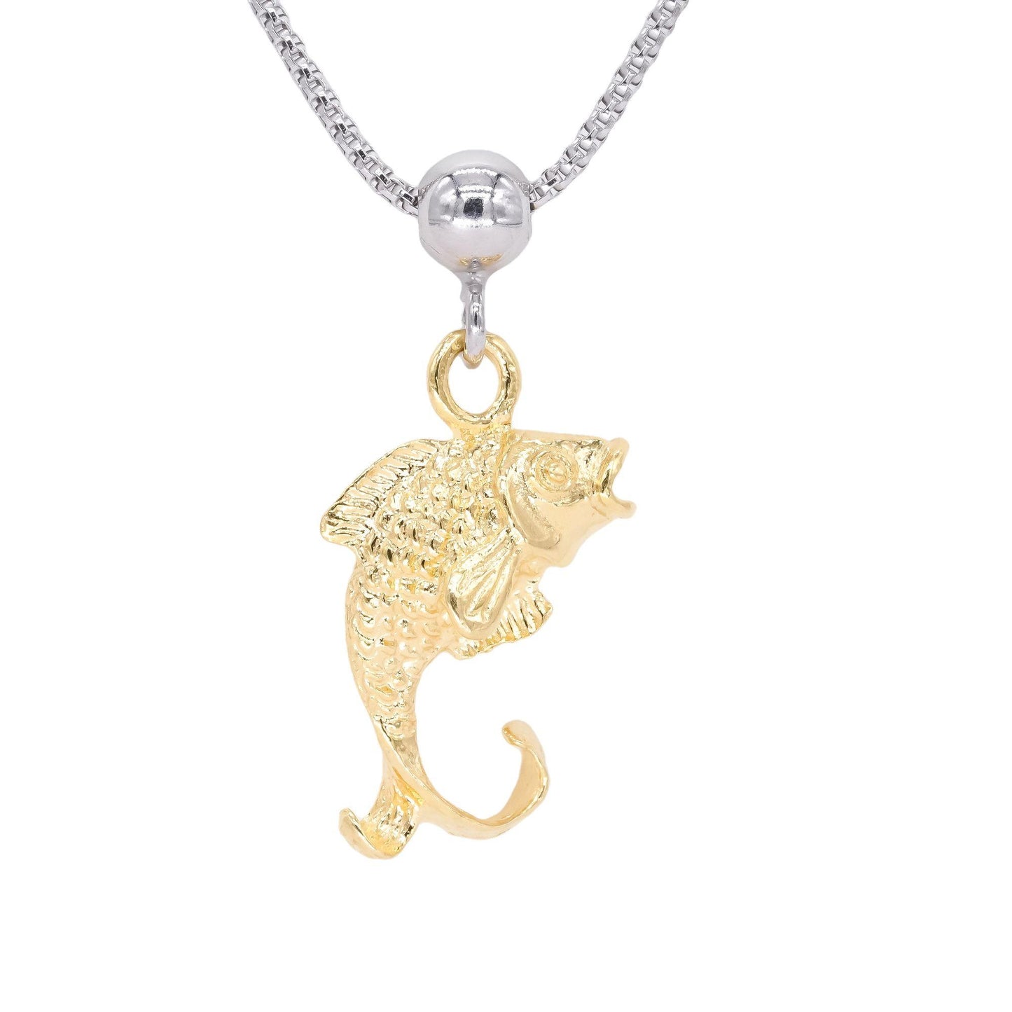 Sterling Silver Gold Plated Jewelry Fish Pendant Necklace