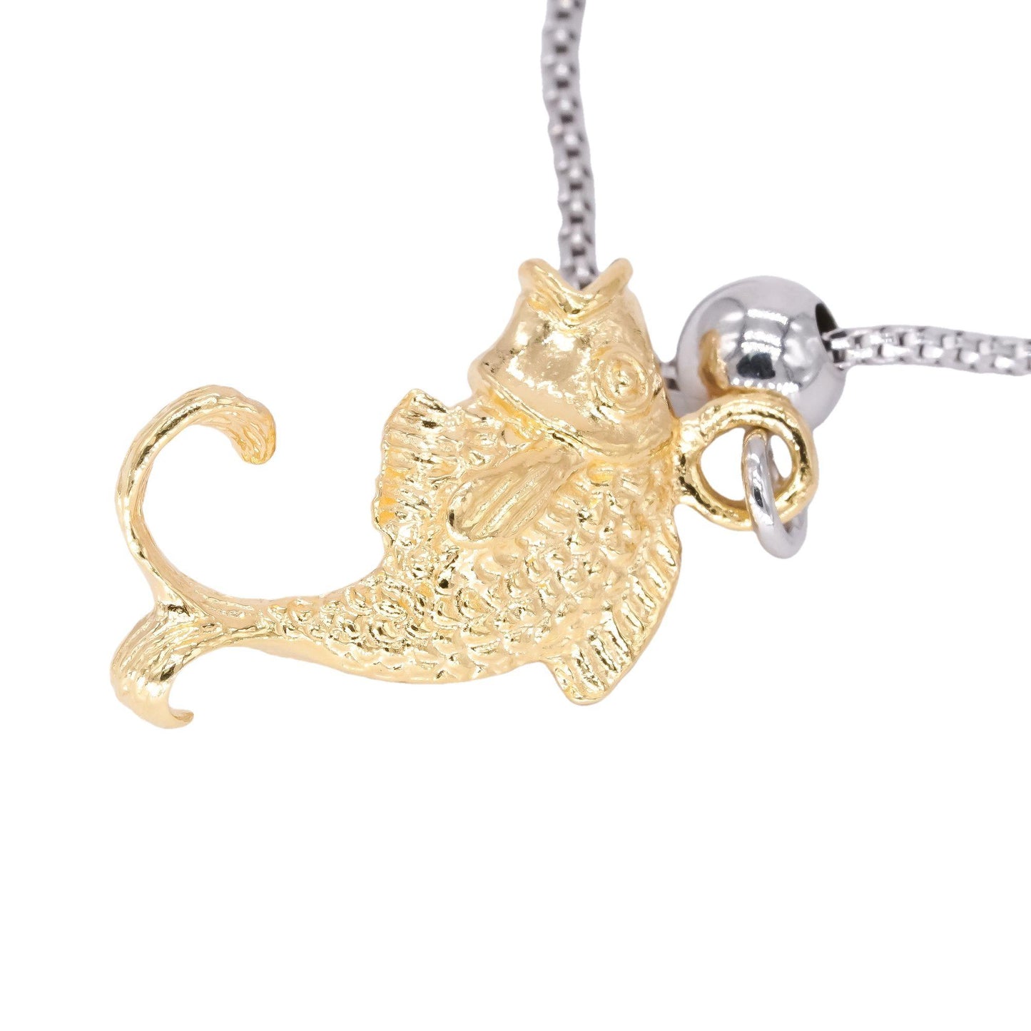 Sterling Silver Gold Plated Jewelry Fish Pendant Necklace