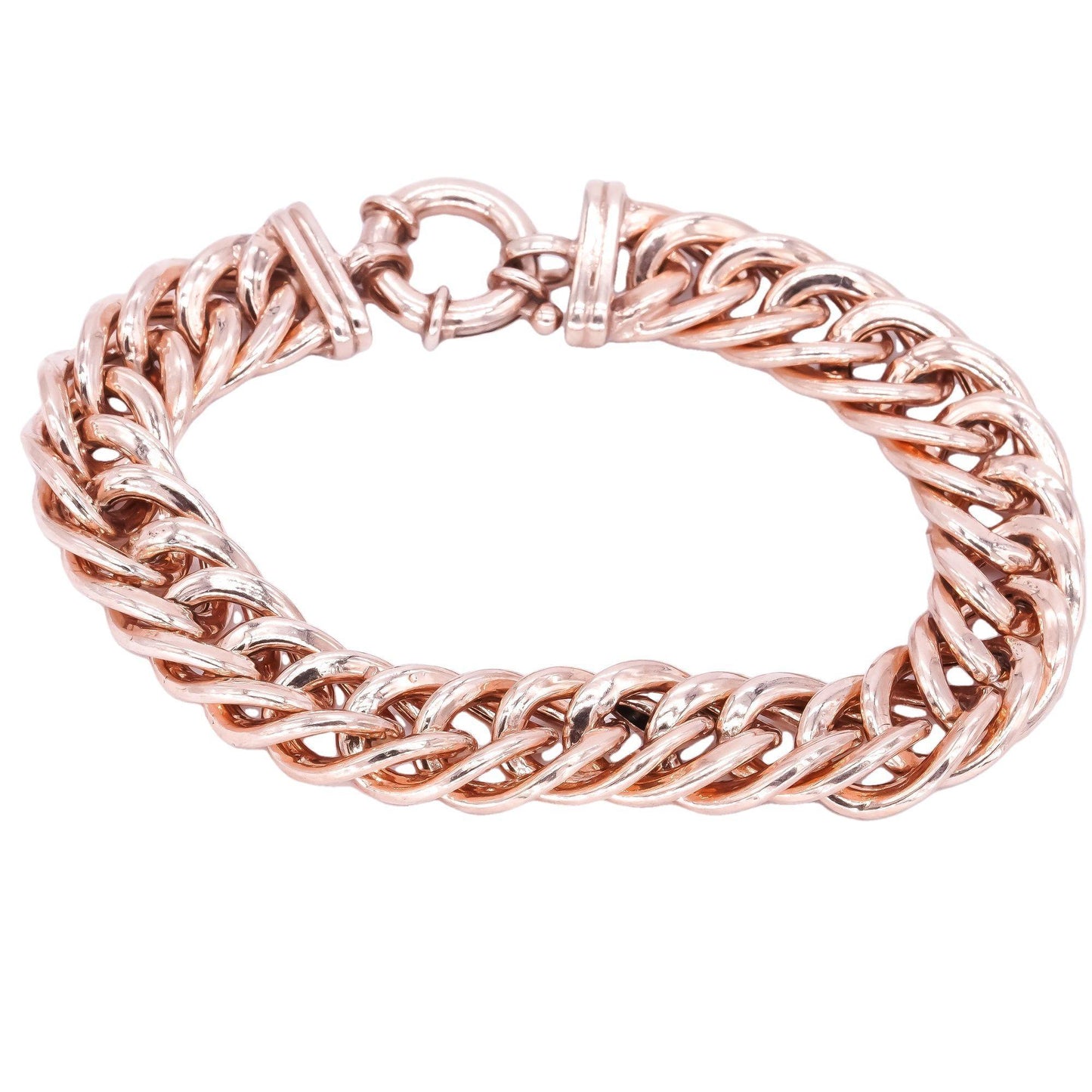 Sterling Silver Rose Gold Plated Fancy Tapering Cuban Link Bracelet