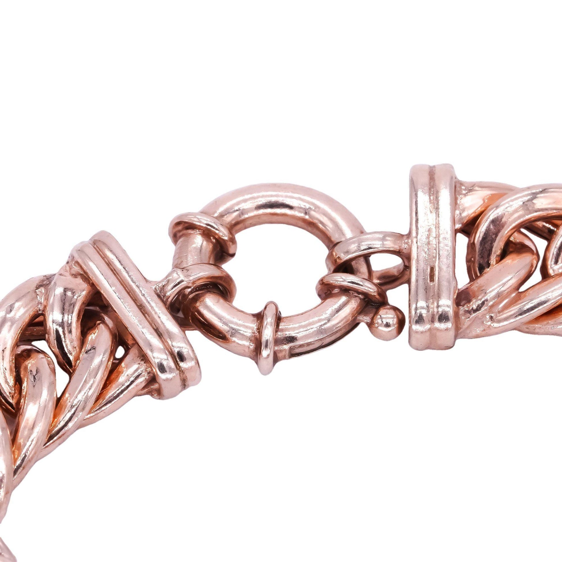 Sterling Silver Rose Gold Plated Fancy Tapering Cuban Link Bracelet