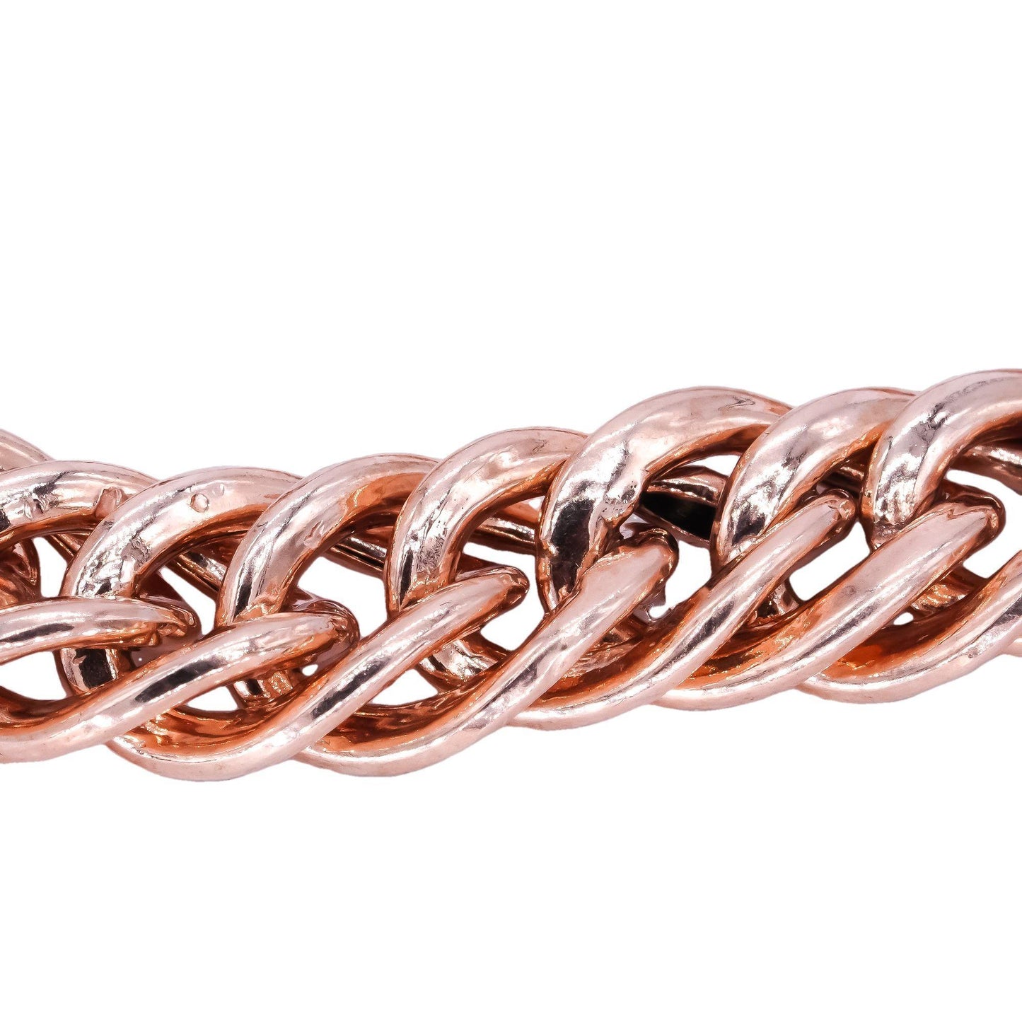 Sterling Silver Rose Gold Plated Fancy Tapering Cuban Link Bracelet