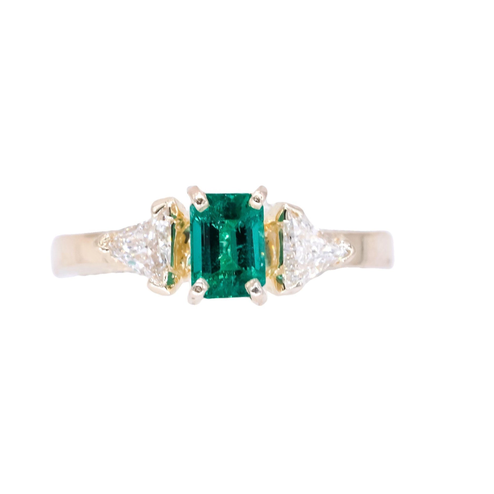 14k Yellow Gold 0.67ct VS Diamond + Emerald Cocktail Ring Size 6.25