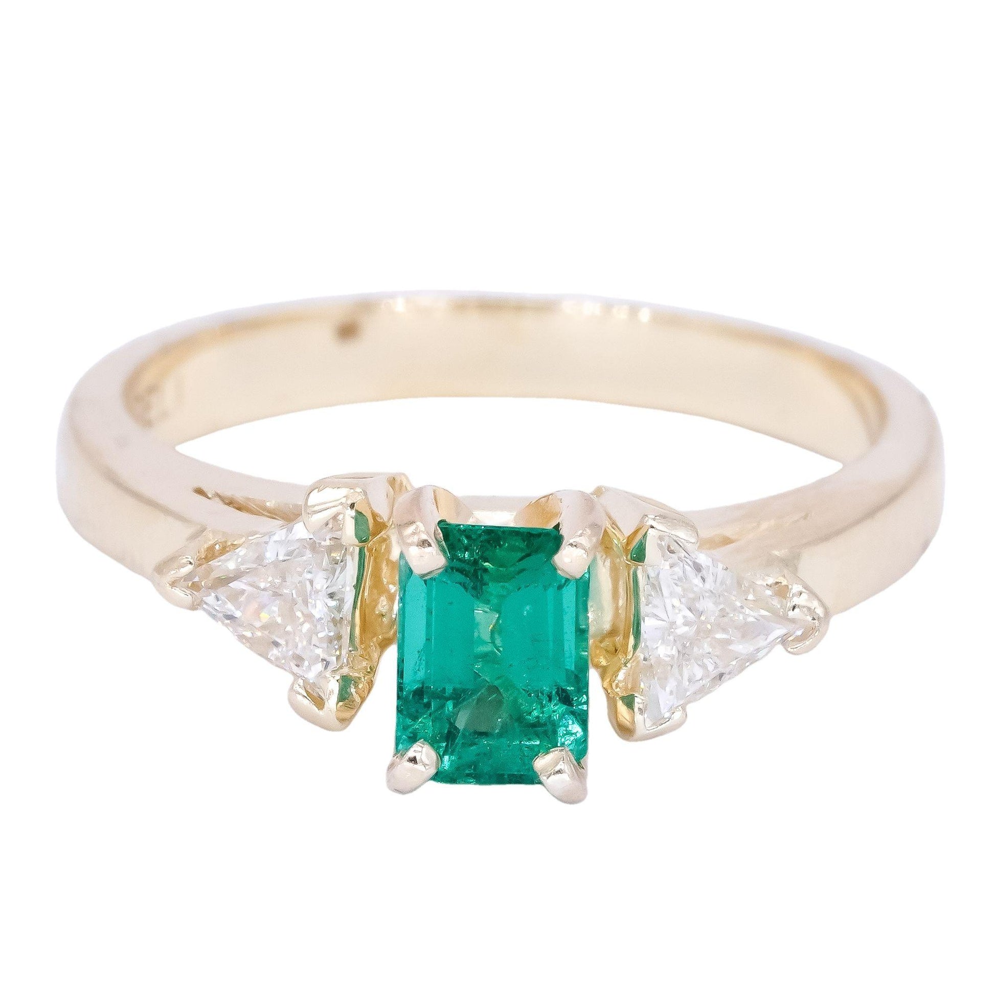 14k Yellow Gold 0.67ct VS Diamond + Emerald Cocktail Ring Size 6.25