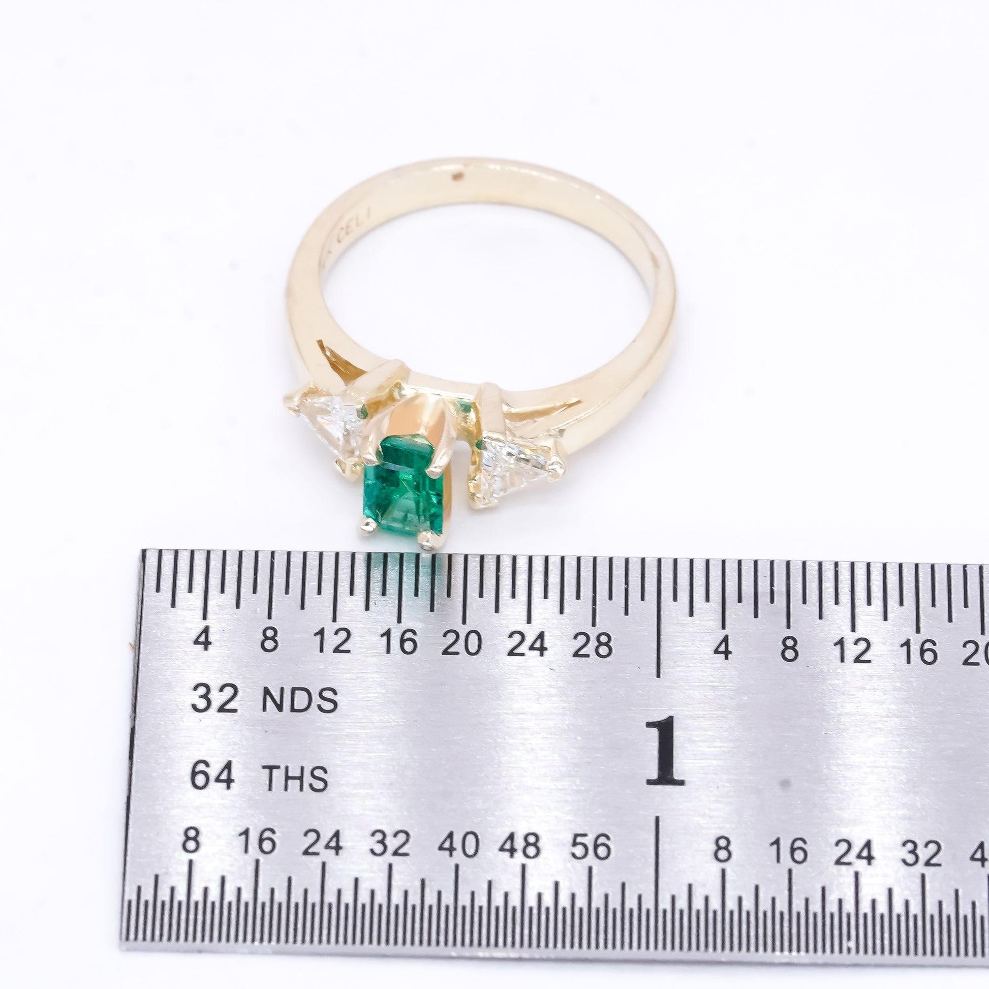 14k Yellow Gold 0.67ct VS Diamond + Emerald Cocktail Ring Size 6.25