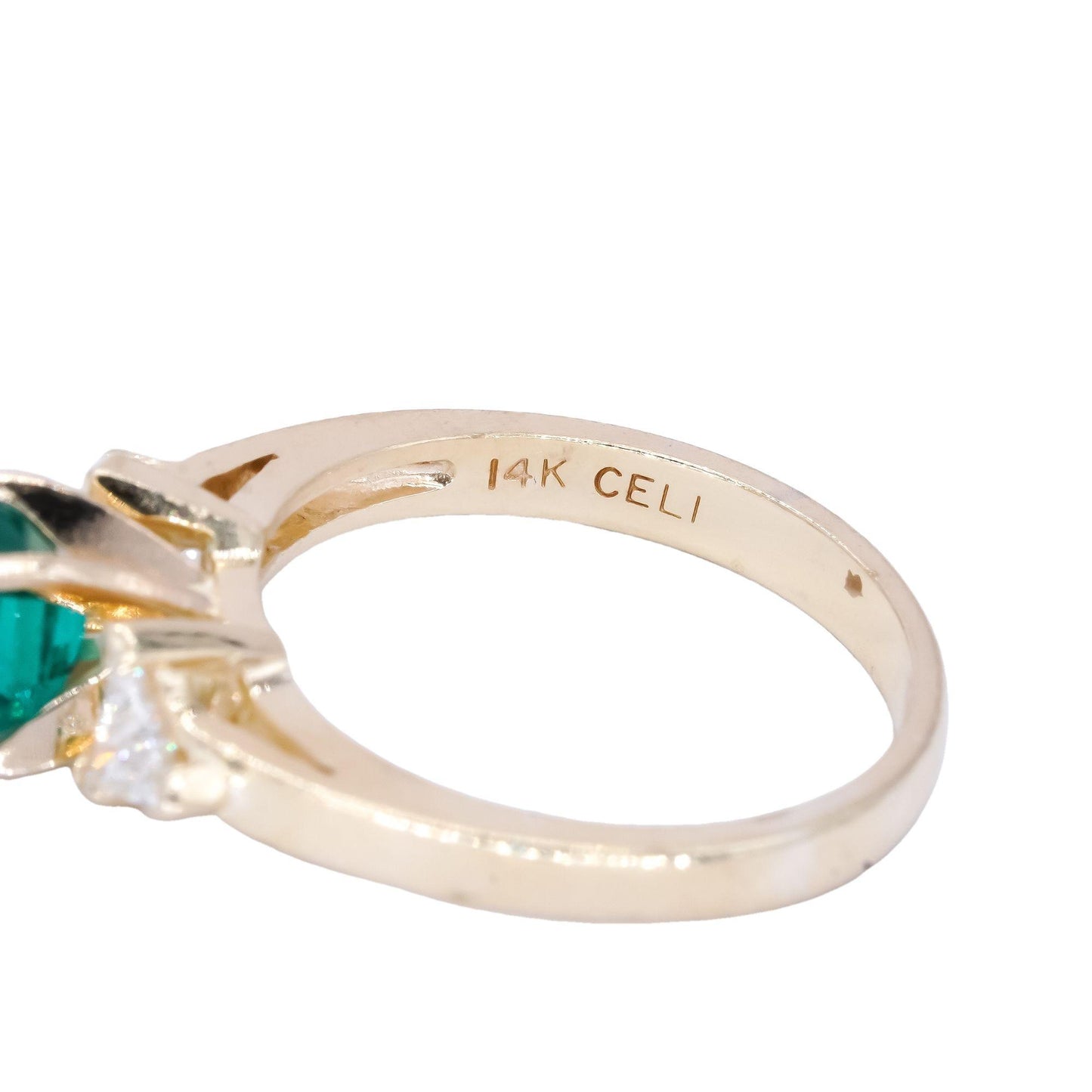 14k Yellow Gold 0.67ct VS Diamond + Emerald Cocktail Ring Size 6.25