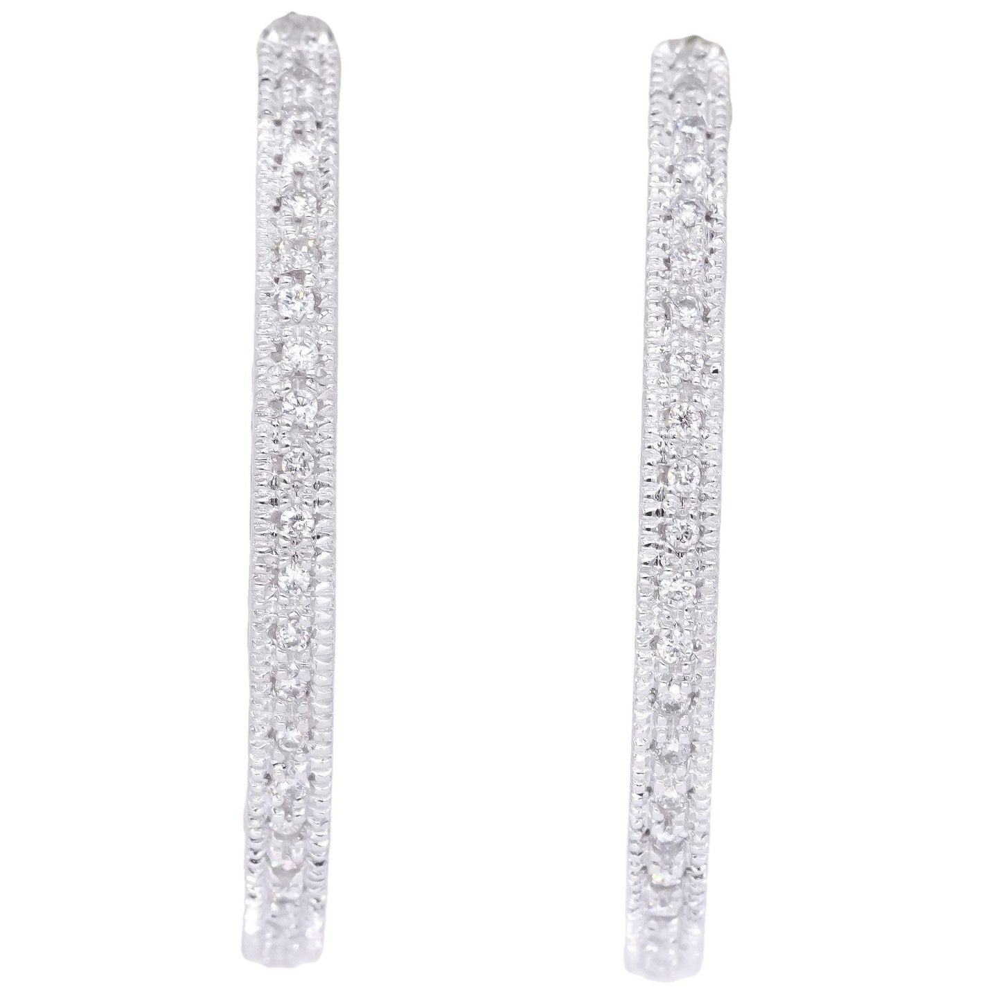 14k White Gold Jewelry 0.33CT VS Diamond Inside Out Hoop Earrings