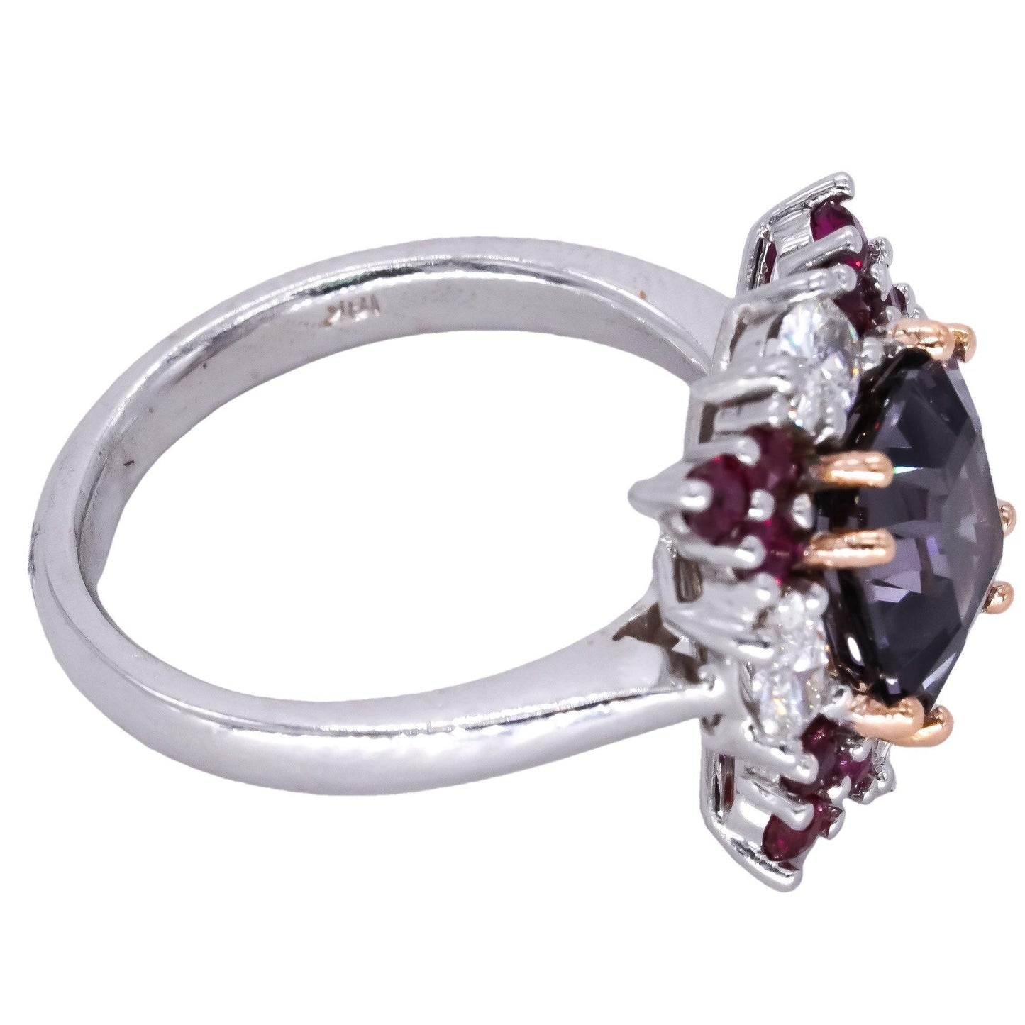 18k White & Yellow Gold 4.40CT Diamond Ruby Spinel Cocktail Ring size 6.5