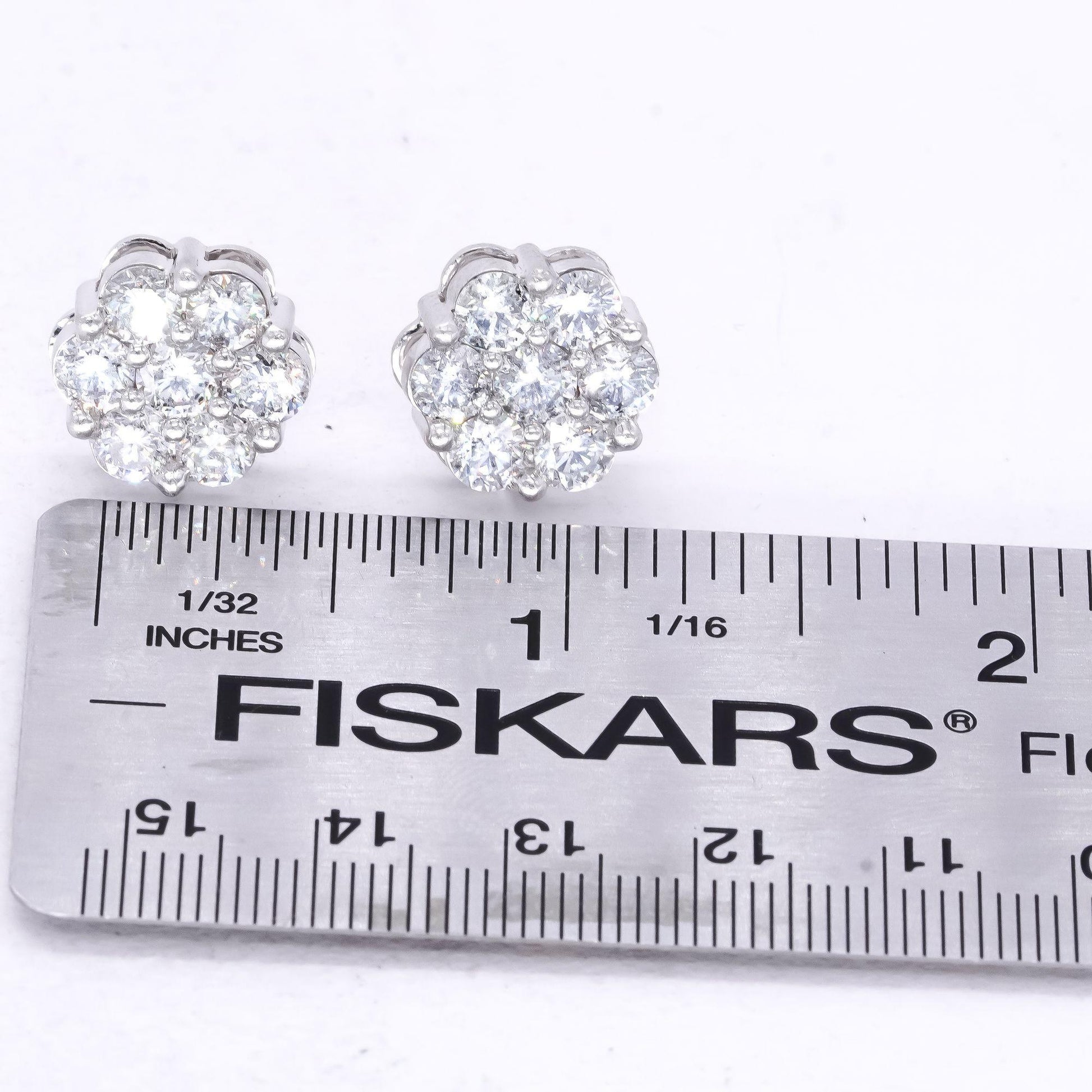 10k White Gold Jewelry 5.20CT Diamond Cluster Flower Stud Earrings