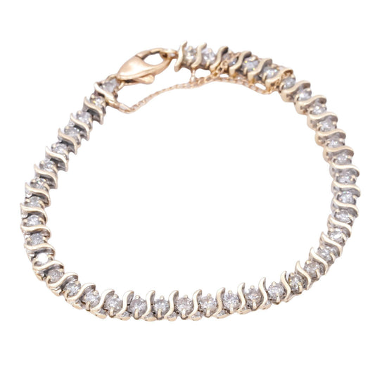 14k Yellow Gold Jewelry 3.0CT Diamond S-Link Tennis Bracelet