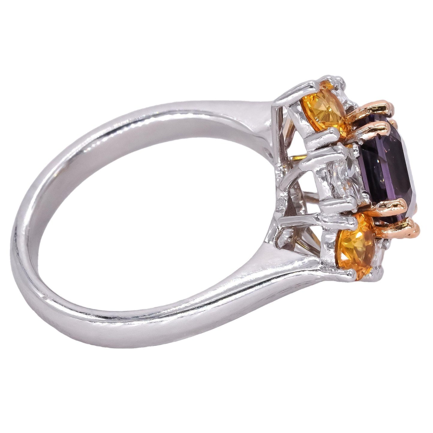 18k White Gold 4.25ct Spinel + Diamond + Yellow Sapphire Cluster Ring Size 6.25