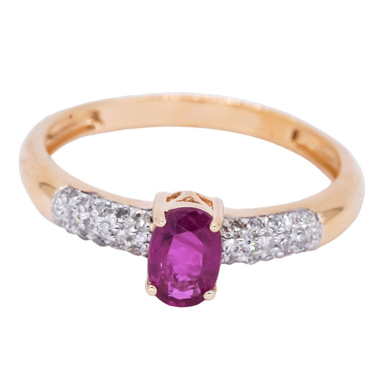 14k White and Yellow Gold 0.53ct Diamond + Ruby Cocktail Ring Size 7.25