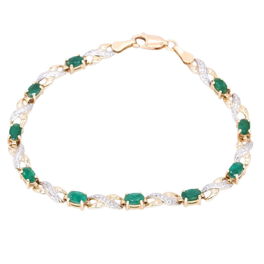 14k White & Yellow Gold 2.0ct Emerald "X" Tennis Bracelet